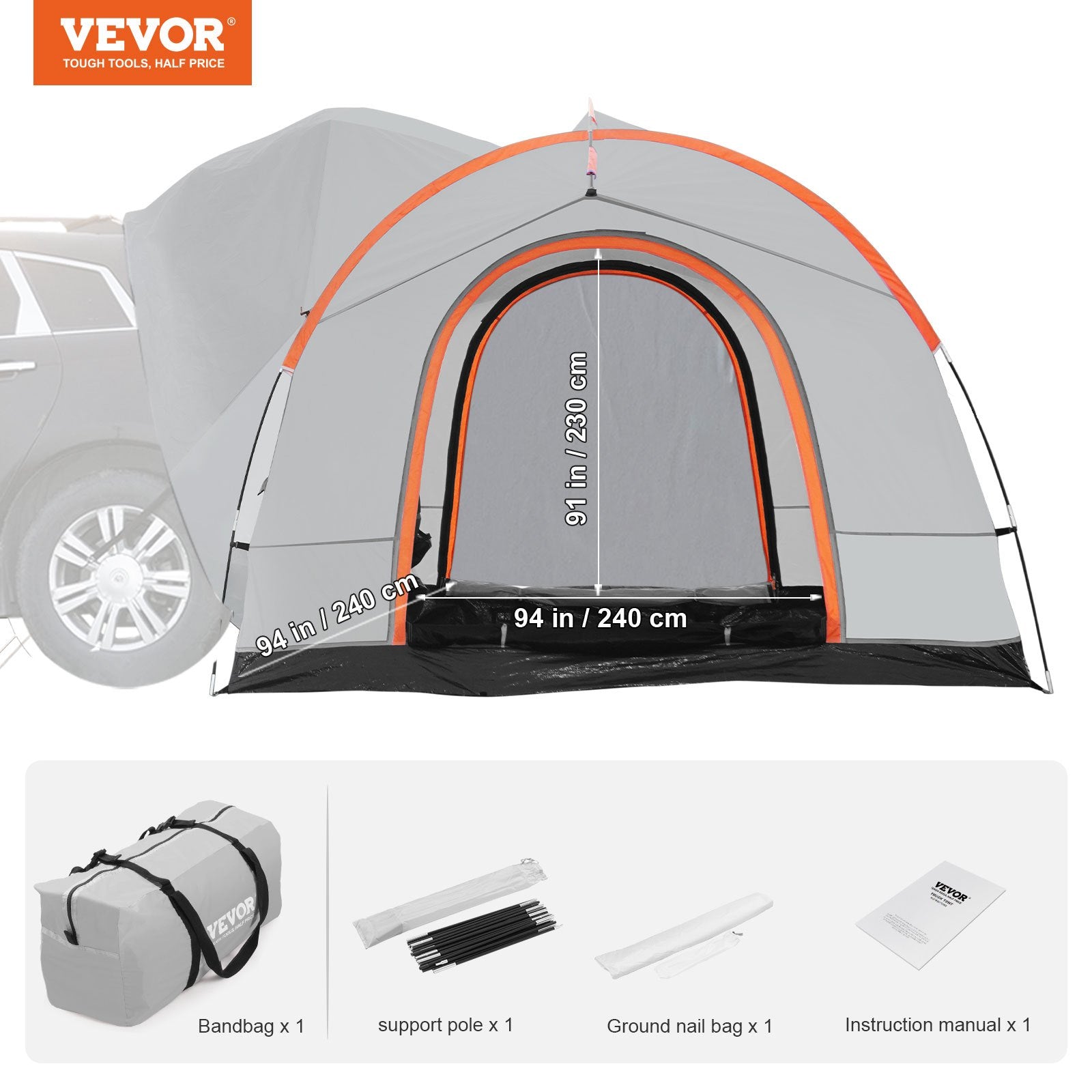 SUV Camping Tent 8'x8' PU2000mm 2-Layer for 6-8 with Rain Cover Bag