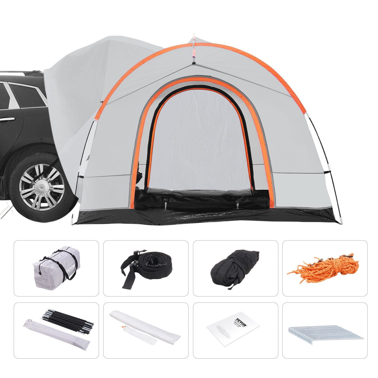 SUV Camping Tent 8'x8' PU2000mm 2-Layer for 6-8 with Rain Cover Bag