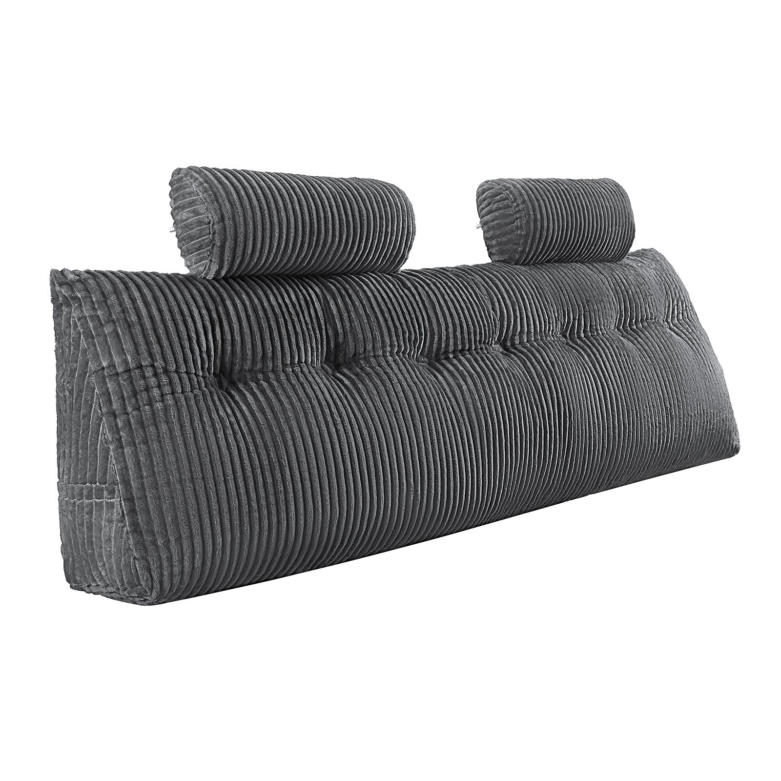 Headboard Pillow King Size Wedge with 2 Pockets 2 Headrests Washable Flannel