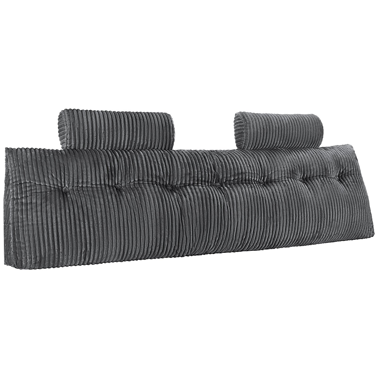 Headboard Pillow King Size Wedge with 2 Pockets 2 Headrests Washable Flannel