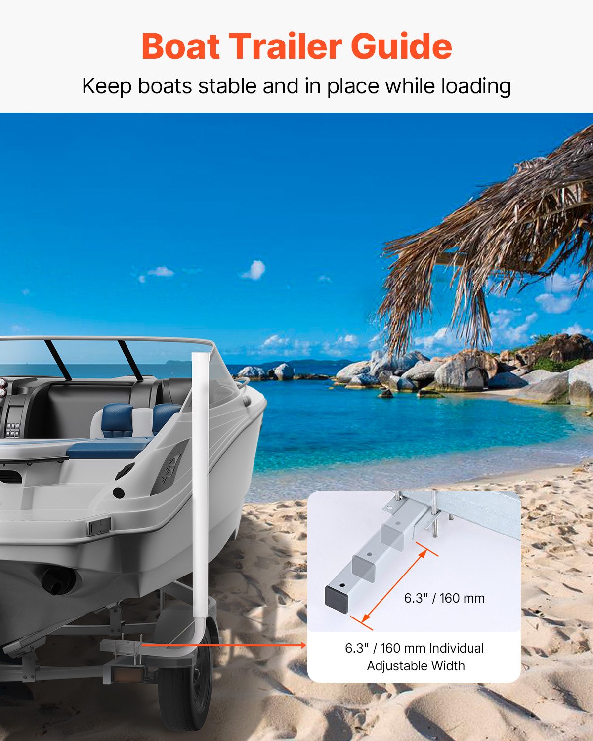 Boat Trailer Guide-Ons 1219.2mm Adjustable Steel Guide Poles with PVC Pipes