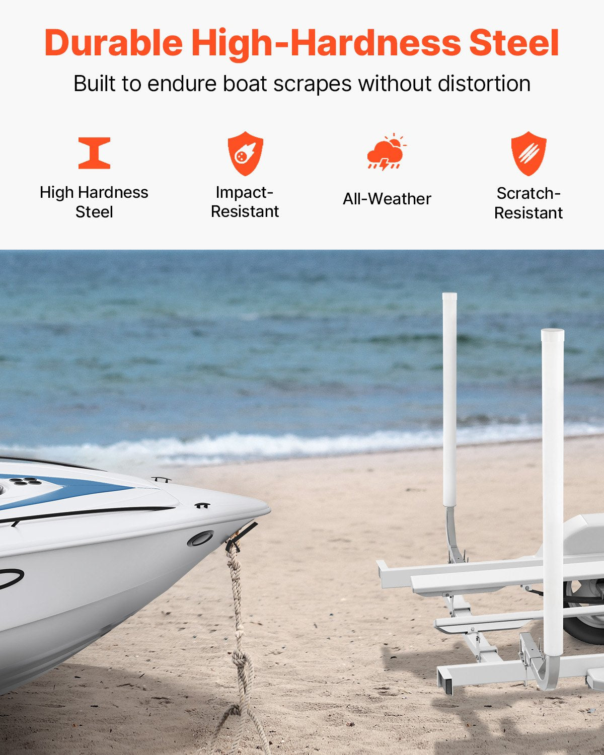 Boat Trailer Guide-Ons 1219.2mm Adjustable Steel Guide Poles with PVC Pipes