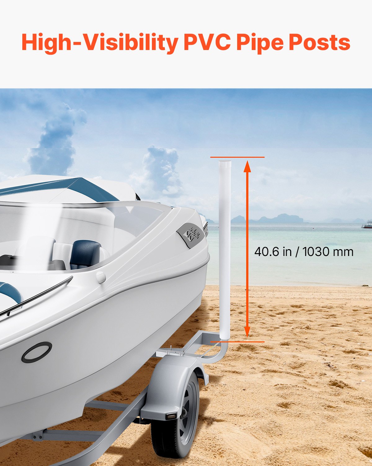 Boat Trailer Guide-Ons 1219.2mm Adjustable Steel Guide Poles with PVC Pipes