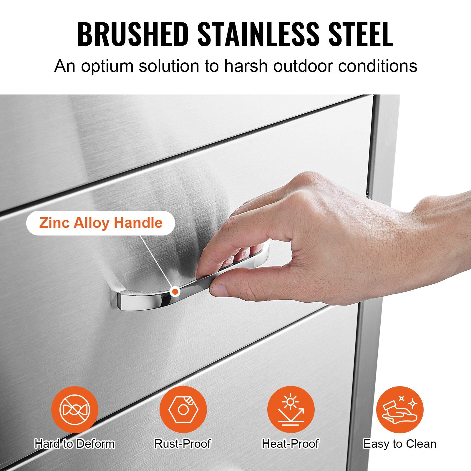 Outdoor Kitchen Triple Flush Mount BBQ Drawers with Stainless Steel Handle