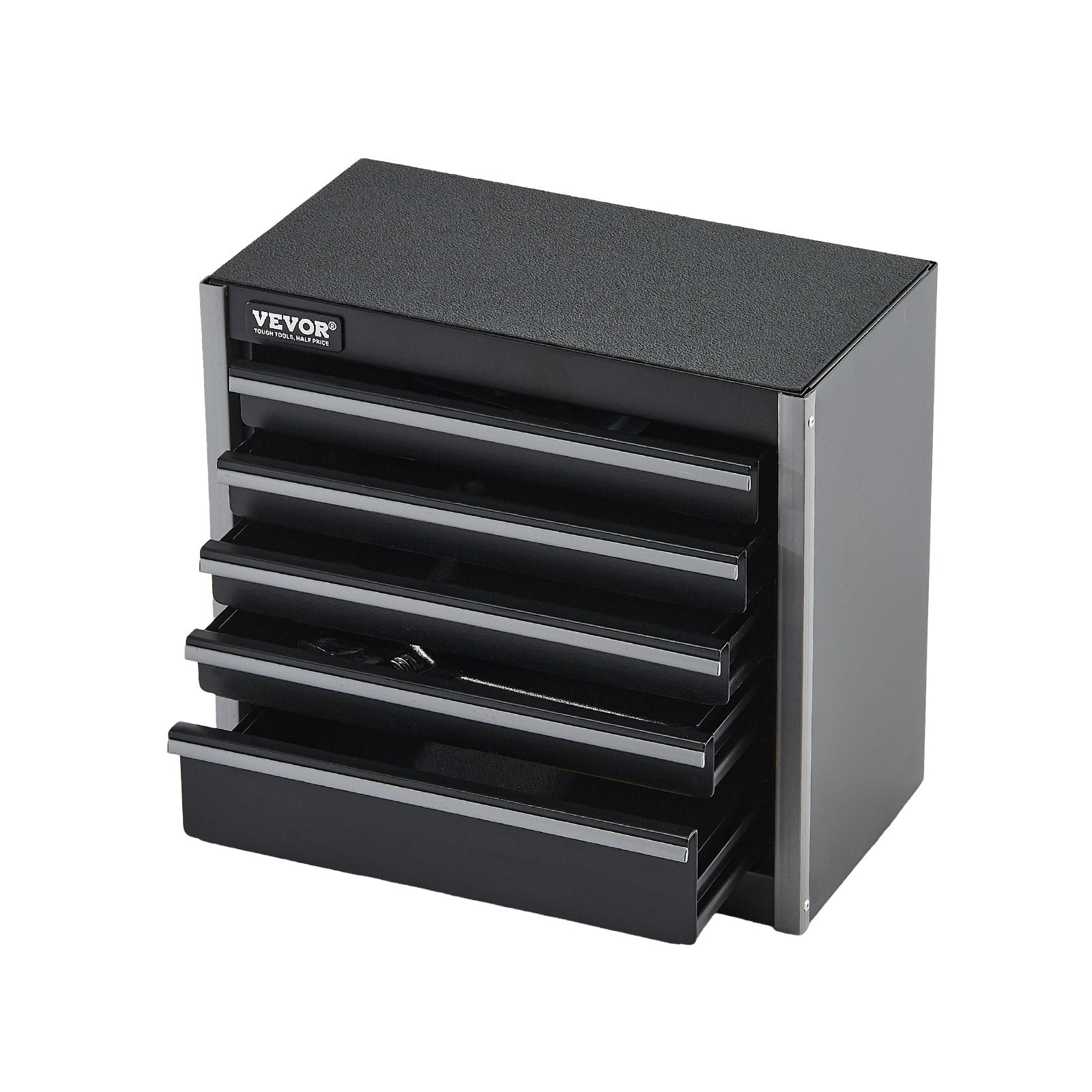 Metal Tool Box 8.6-inch Portable 5-Drawer Steel Tool Chest with EVA Liners Black