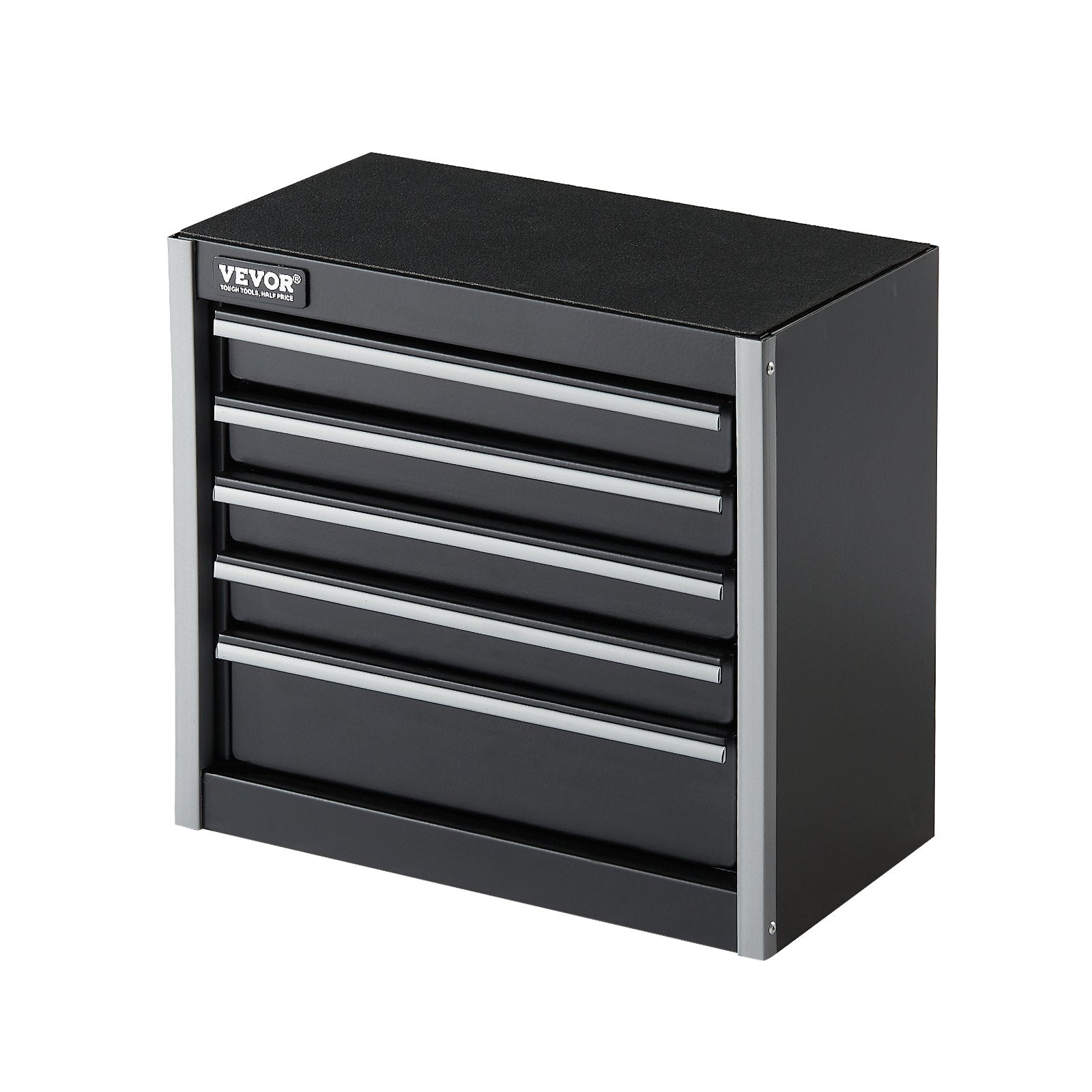 Metal Tool Box 8.6-inch Portable 5-Drawer Steel Tool Chest with EVA Liners Black