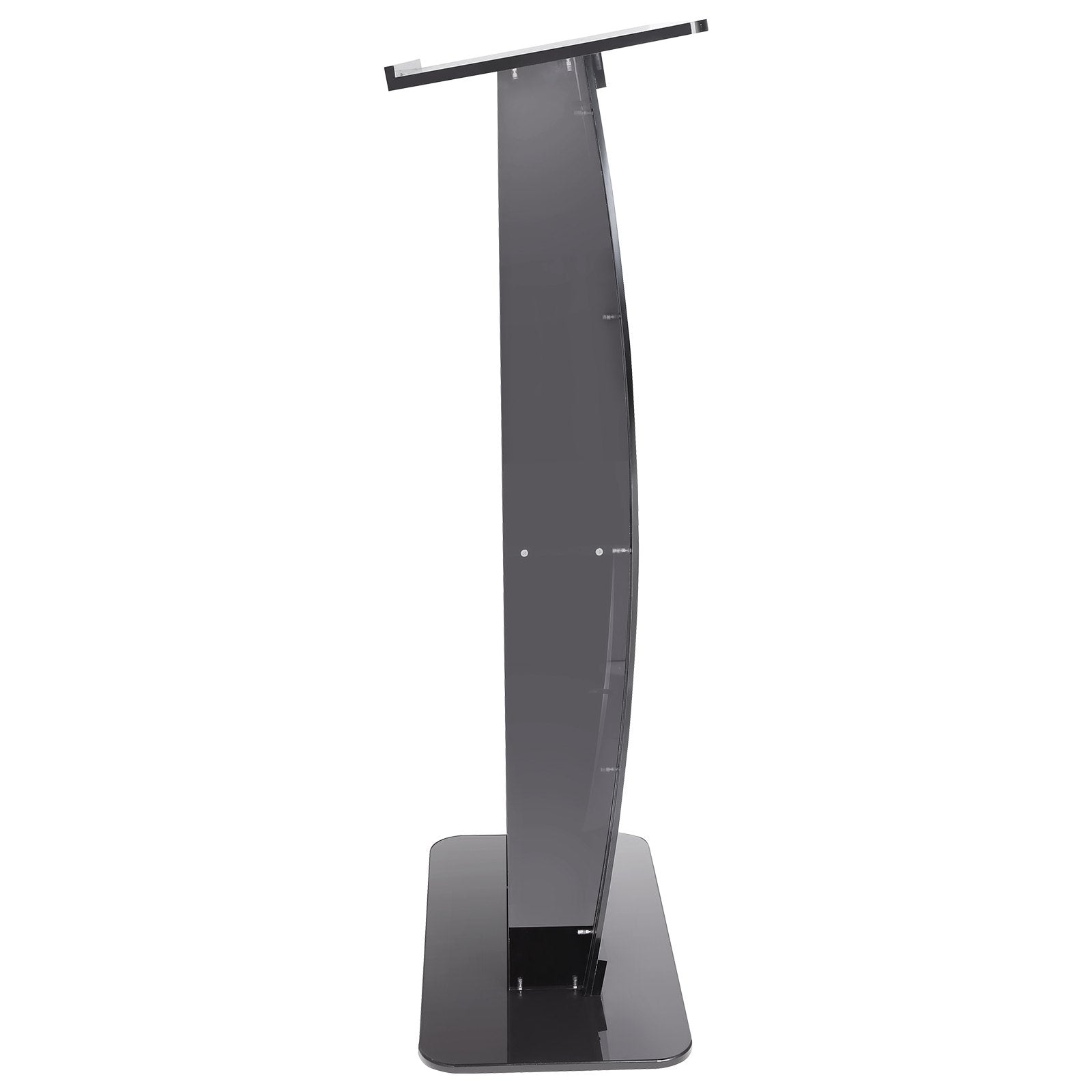 Acrylic Podium 47" Tall Stand with Wide Reading Surface and Storage Shelf Black