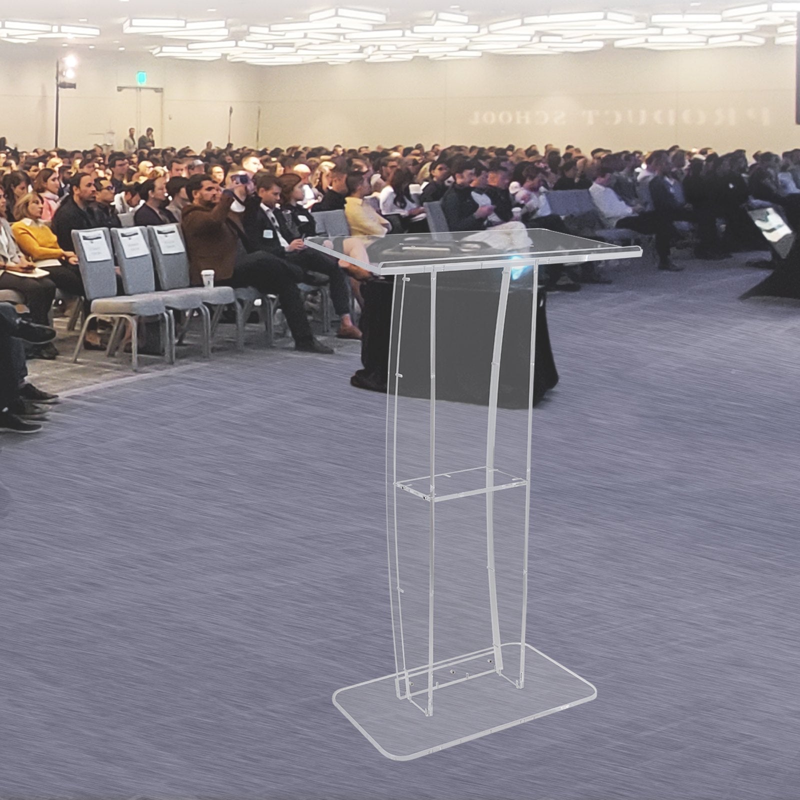 47'' Clear Acrylic Podium Stand with Reading Surface Shelf for Church School