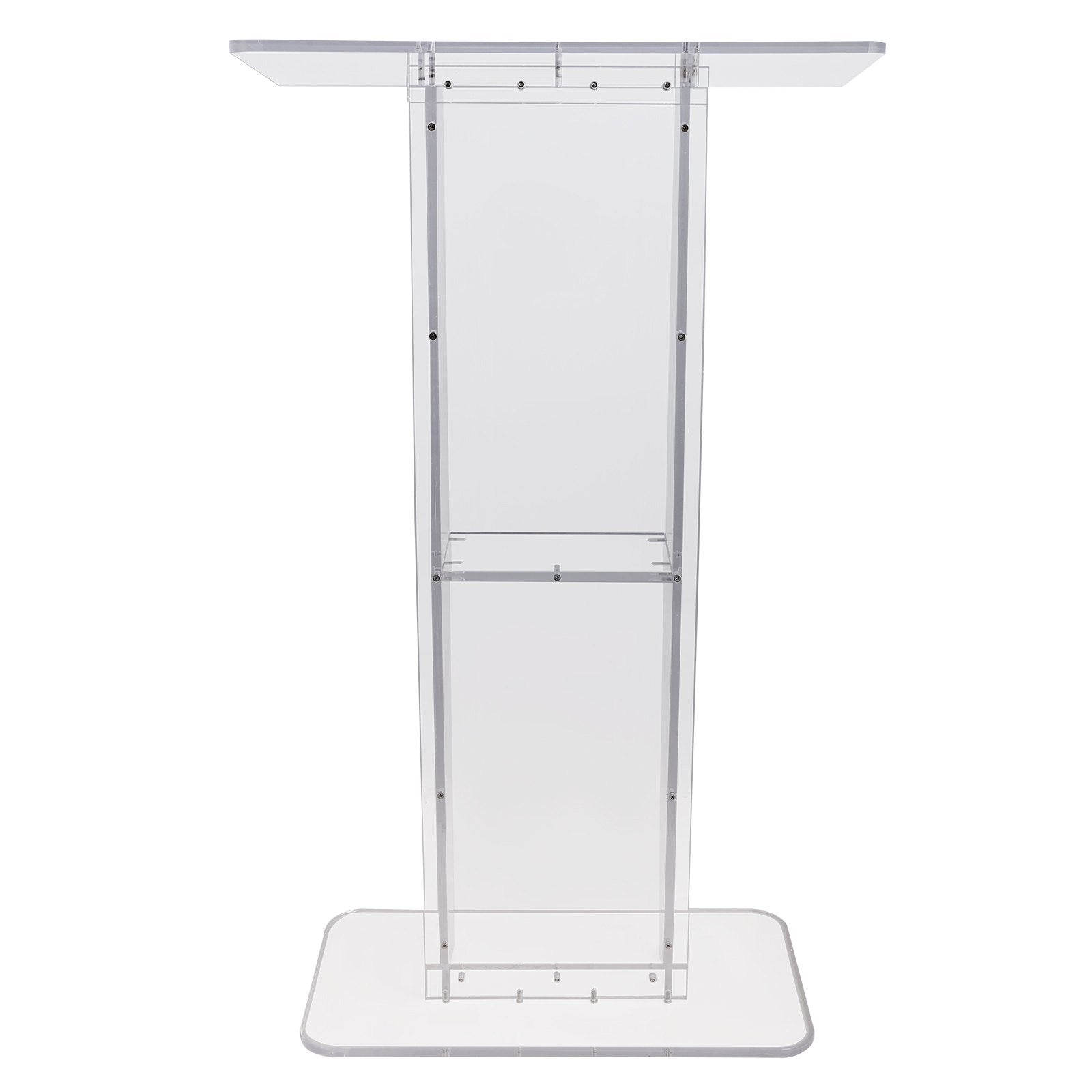 47'' Clear Acrylic Podium Stand with Reading Surface Shelf for Church School