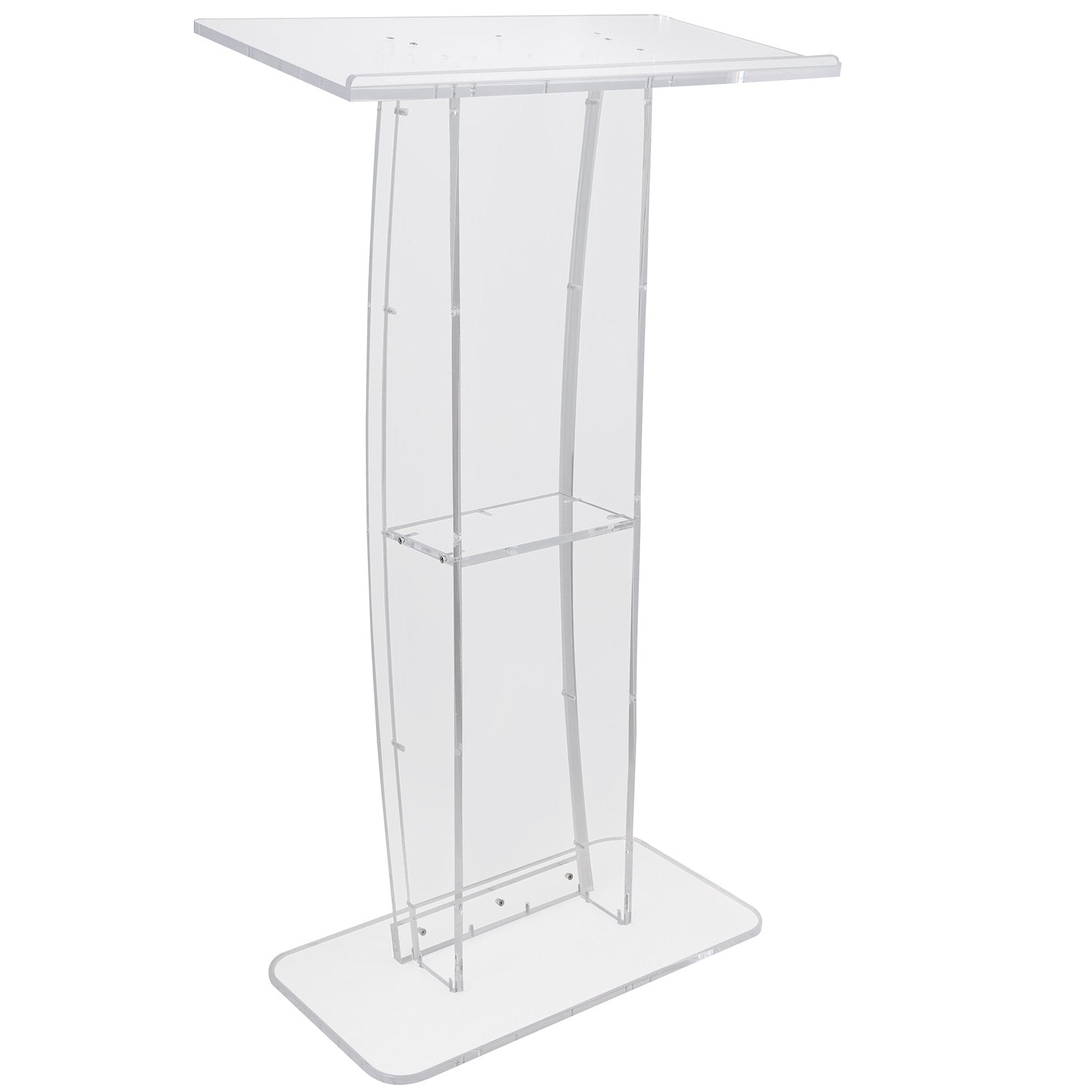 47'' Clear Acrylic Podium Stand with Reading Surface Shelf for Church School