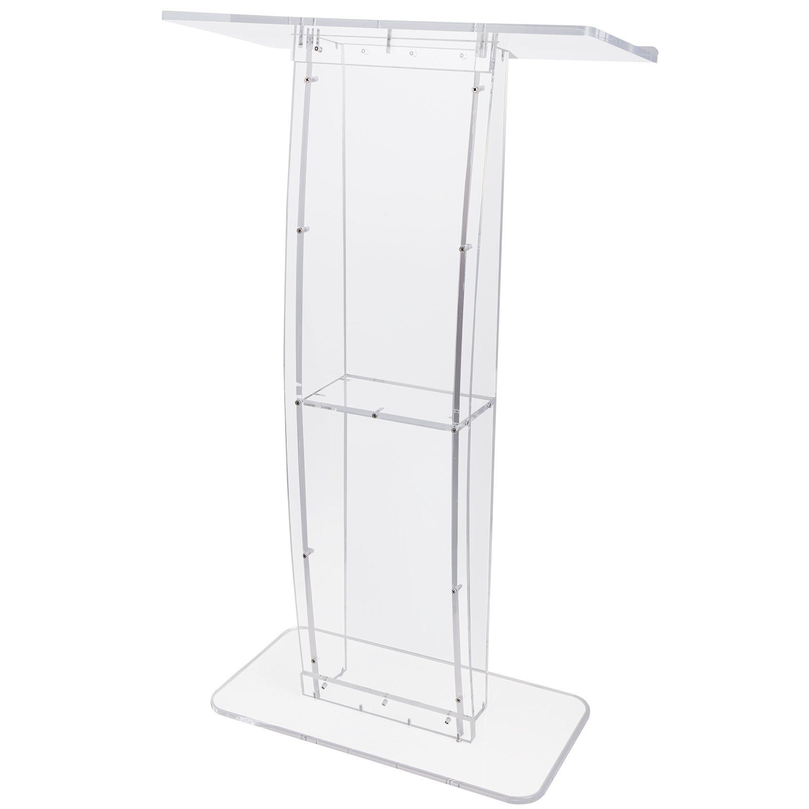 47'' Clear Acrylic Podium Stand with Reading Surface Shelf for Church School
