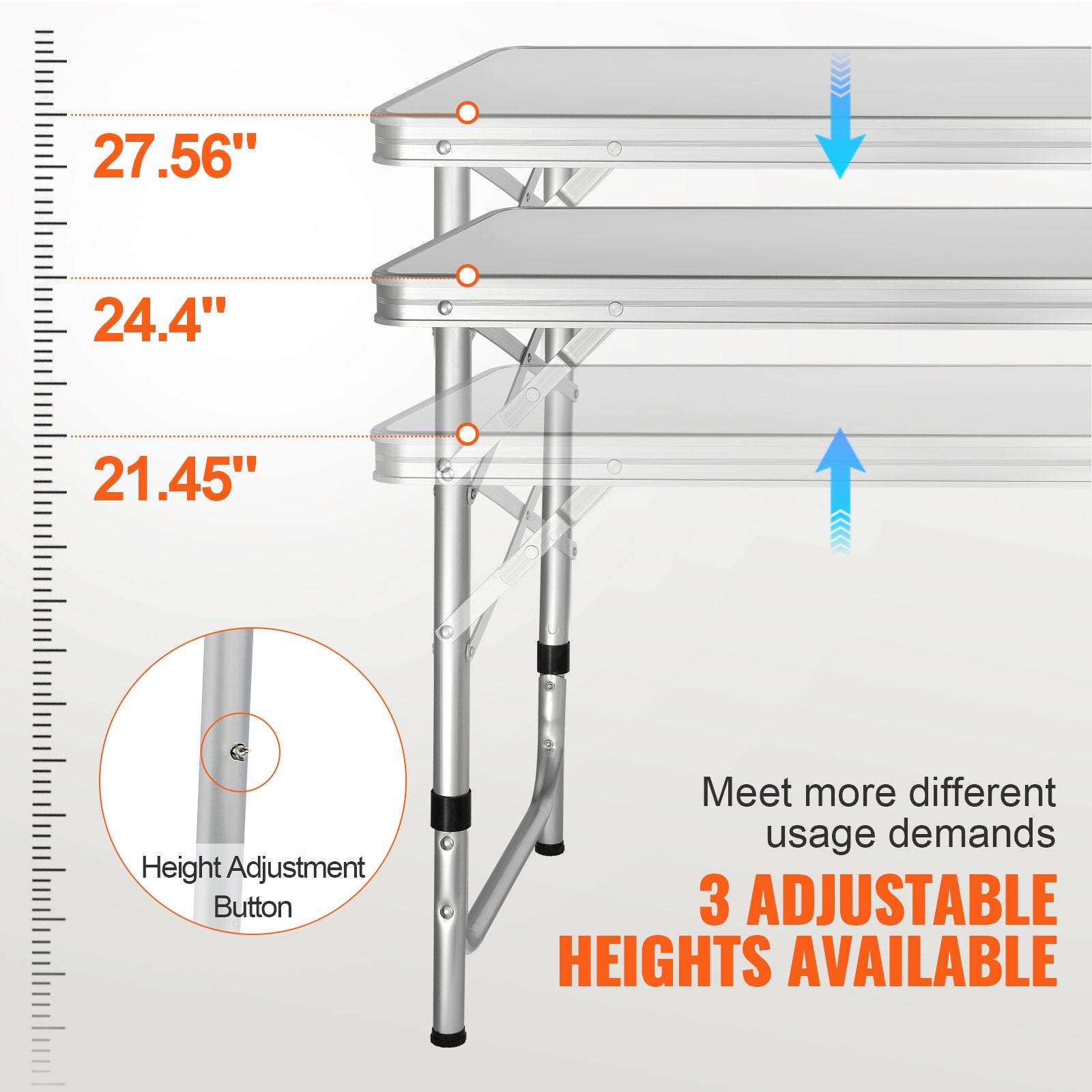 Camping Kitchen Table Folding Outdoor Table with Carrying Bag Adjustable Heights