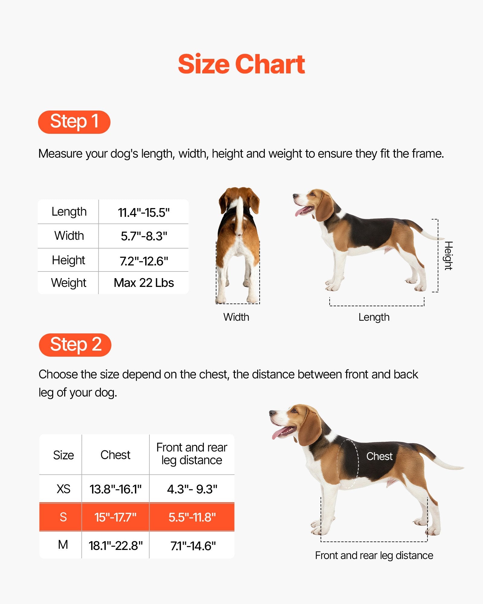 Dog Wheelchair Back Legs Adjustable 2-Wheel Pet Cart Shock-Absorbing Small