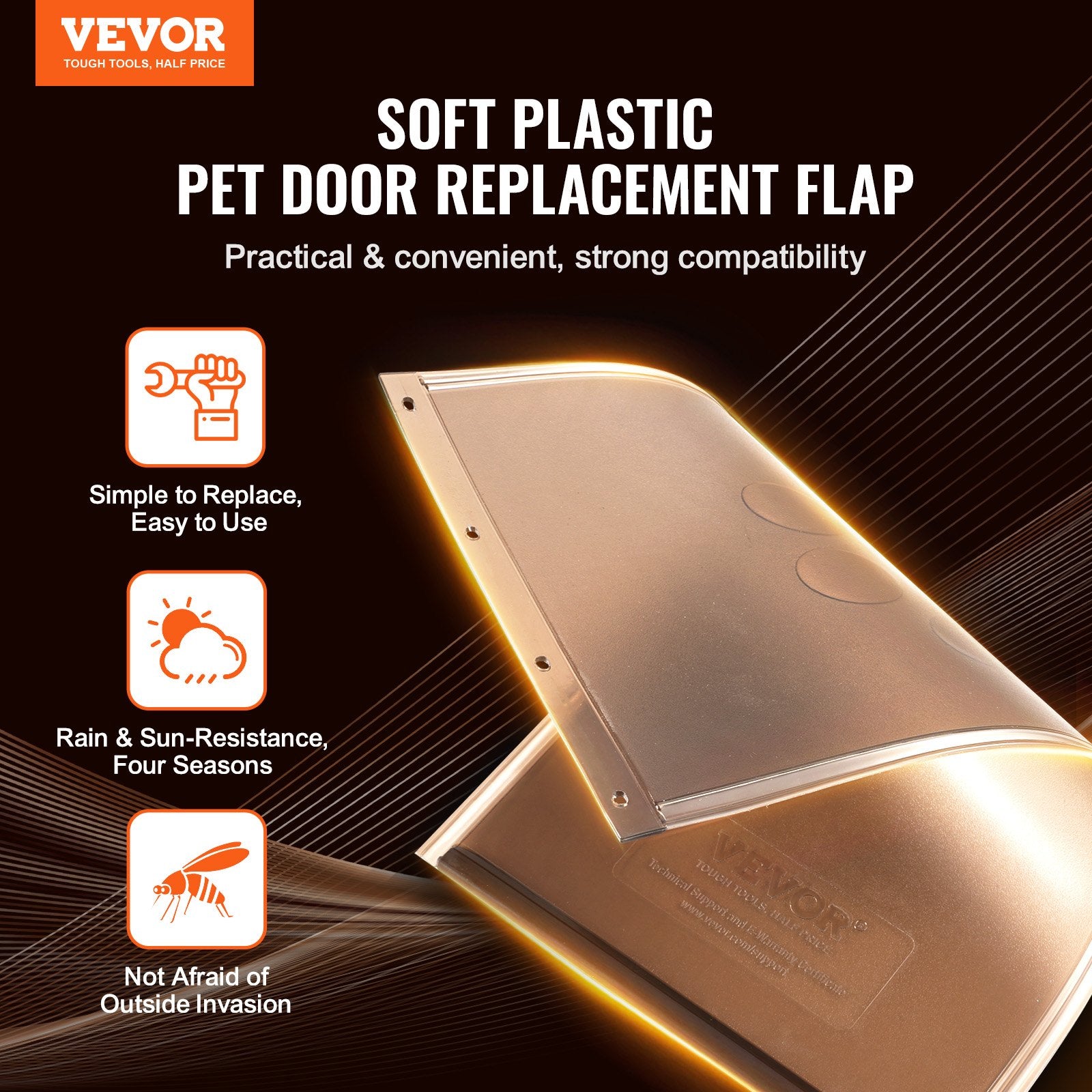 Pet Door Replacement Flap 20.96x31.12cm Weatherproof PVC Thick Magnetic M Strips