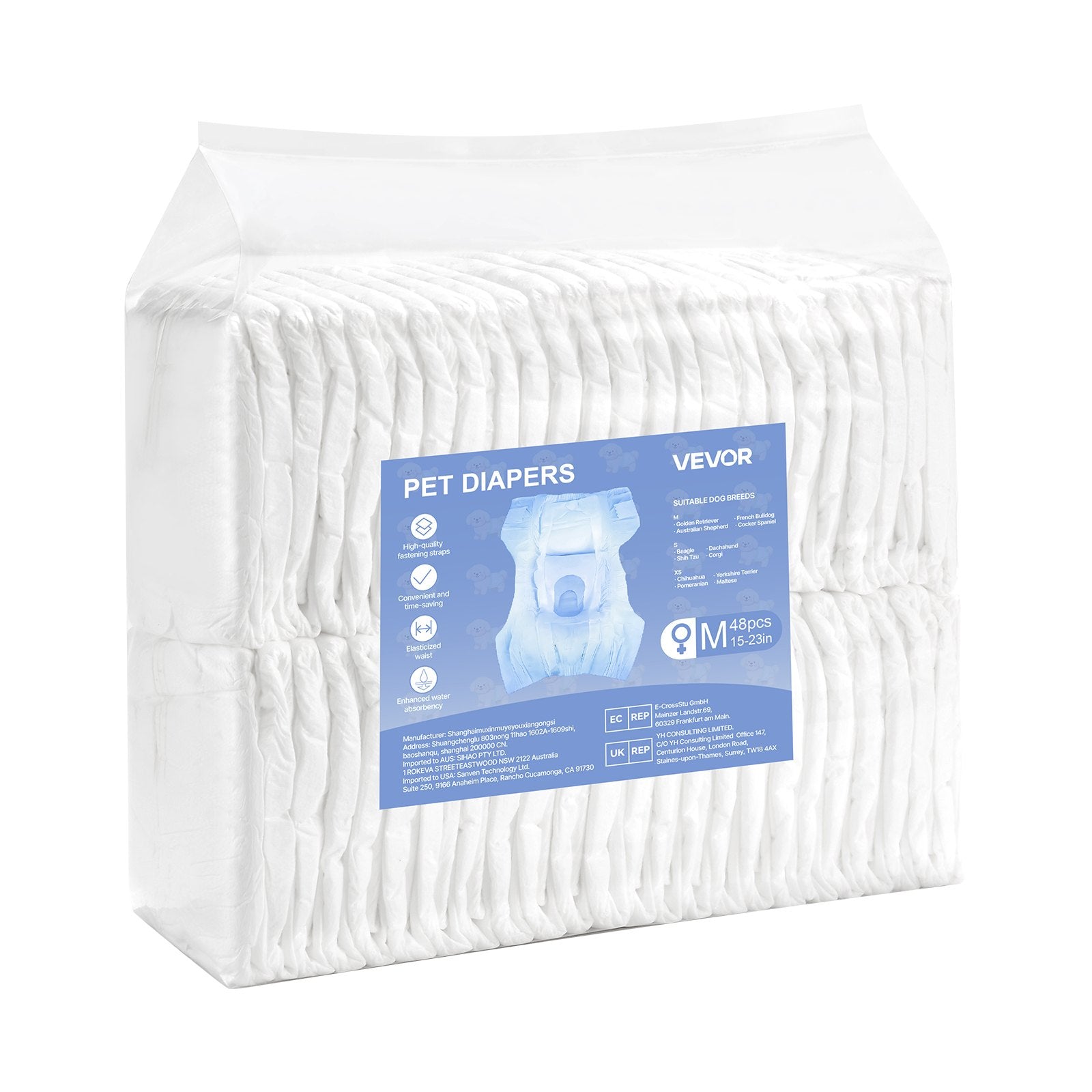 Dog Diapers Disposable Female 360 Leak-Proof Wetness Indicator M 144 Count
