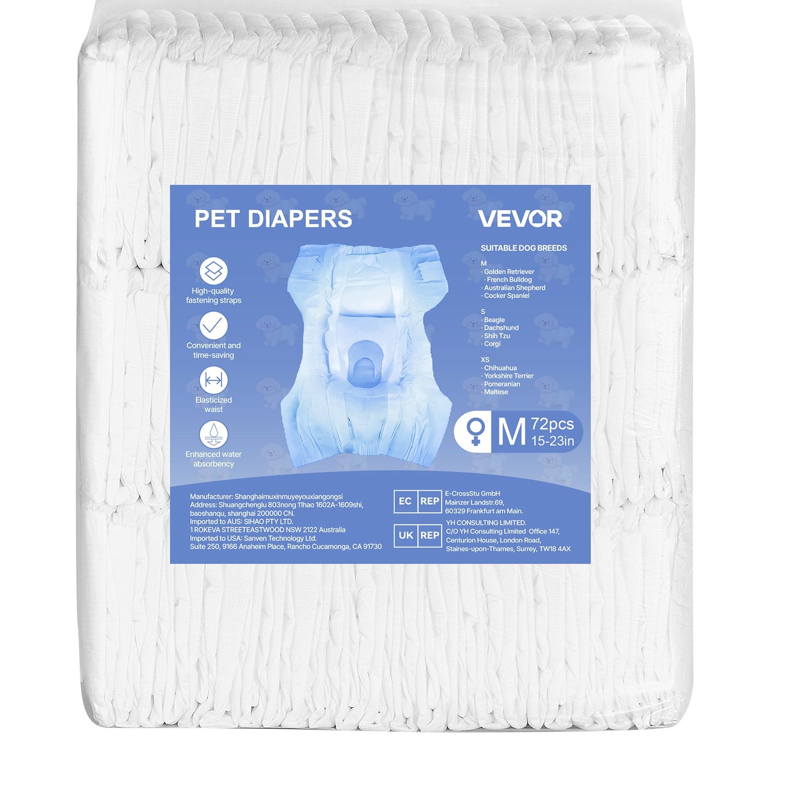 Dog Diapers Disposable Female 360 Leak-Proof Wetness Indicator M 144 Count