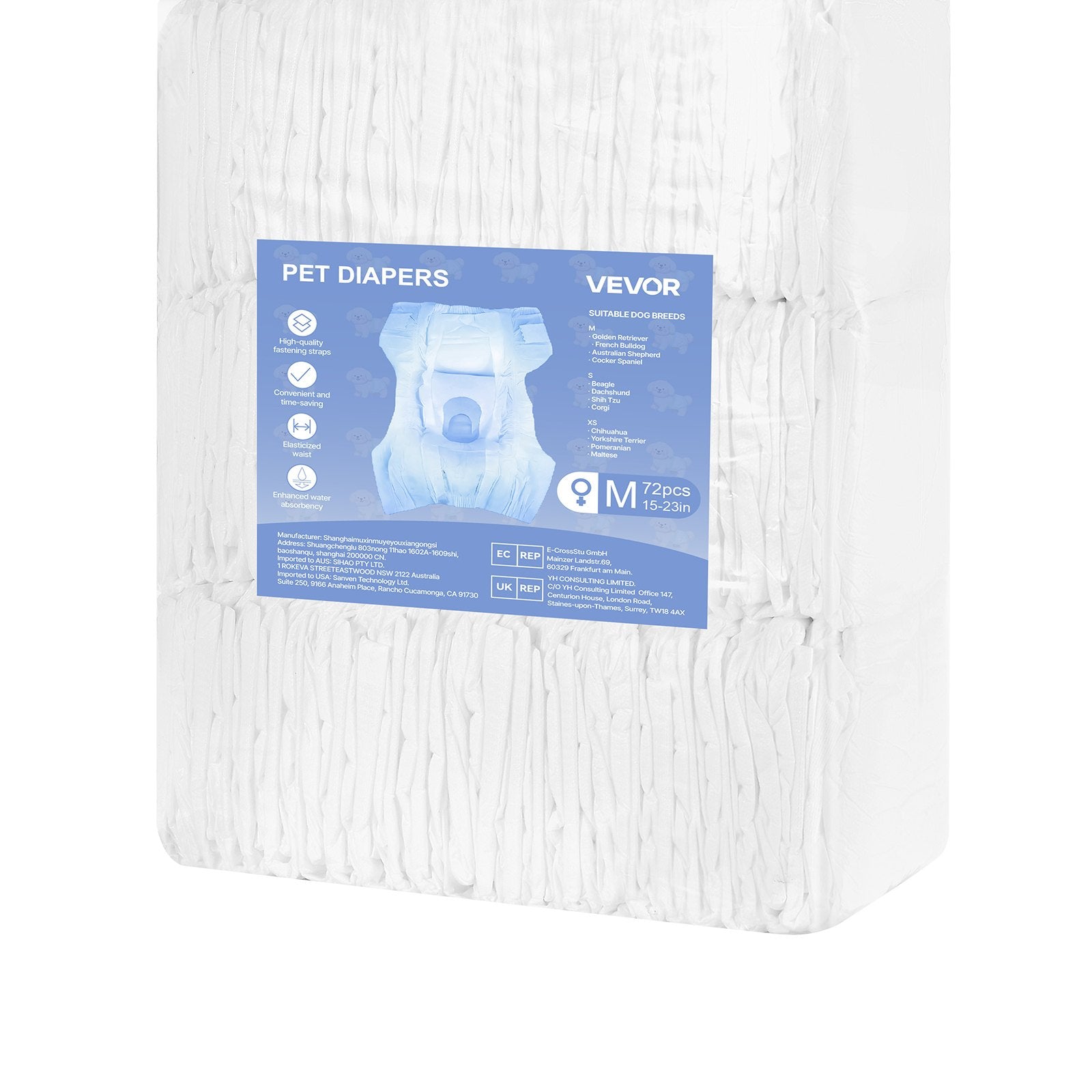 Dog Diapers Disposable Female 360 Leak-Proof Wetness Indicator M 144 Count