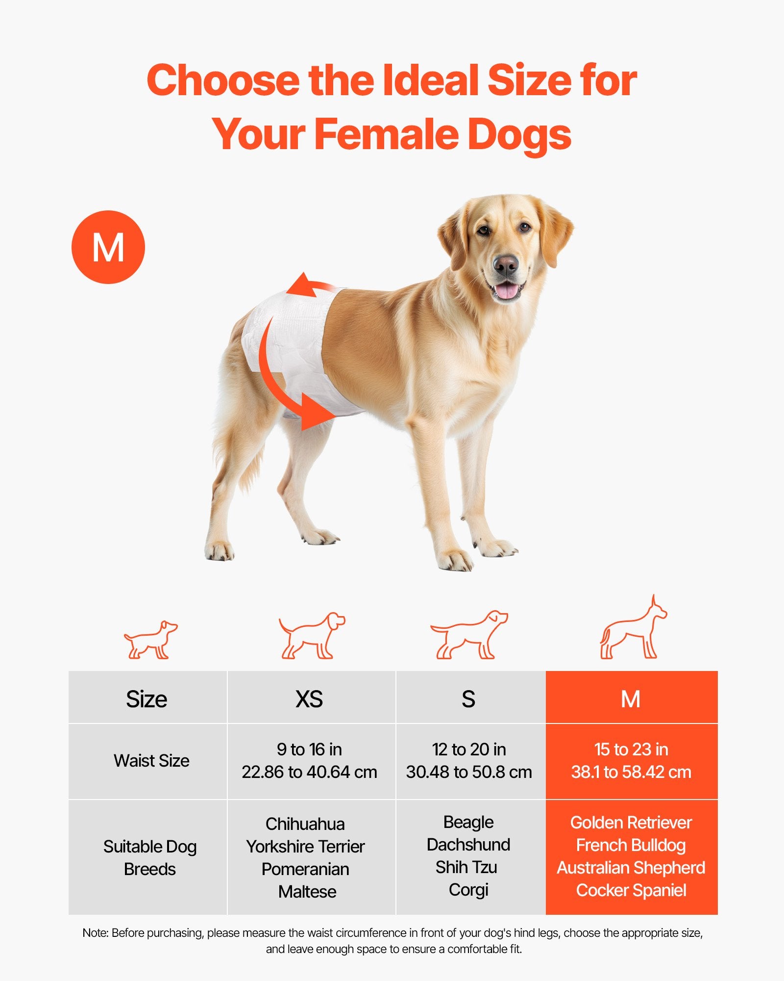 Disposable Dog Diapers Female 360° Leak-Proof Wetness Indicator M 96 Count