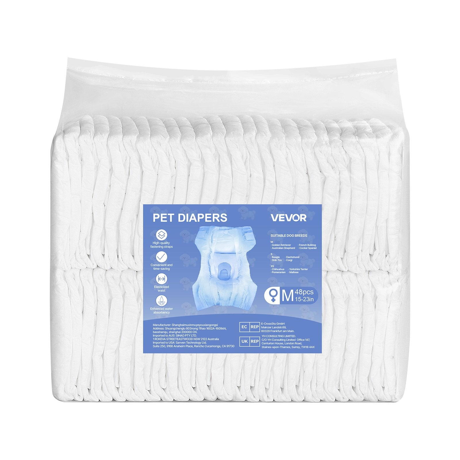 Disposable Dog Diapers Female 360° Leak-Proof Wetness Indicator M 96 Count