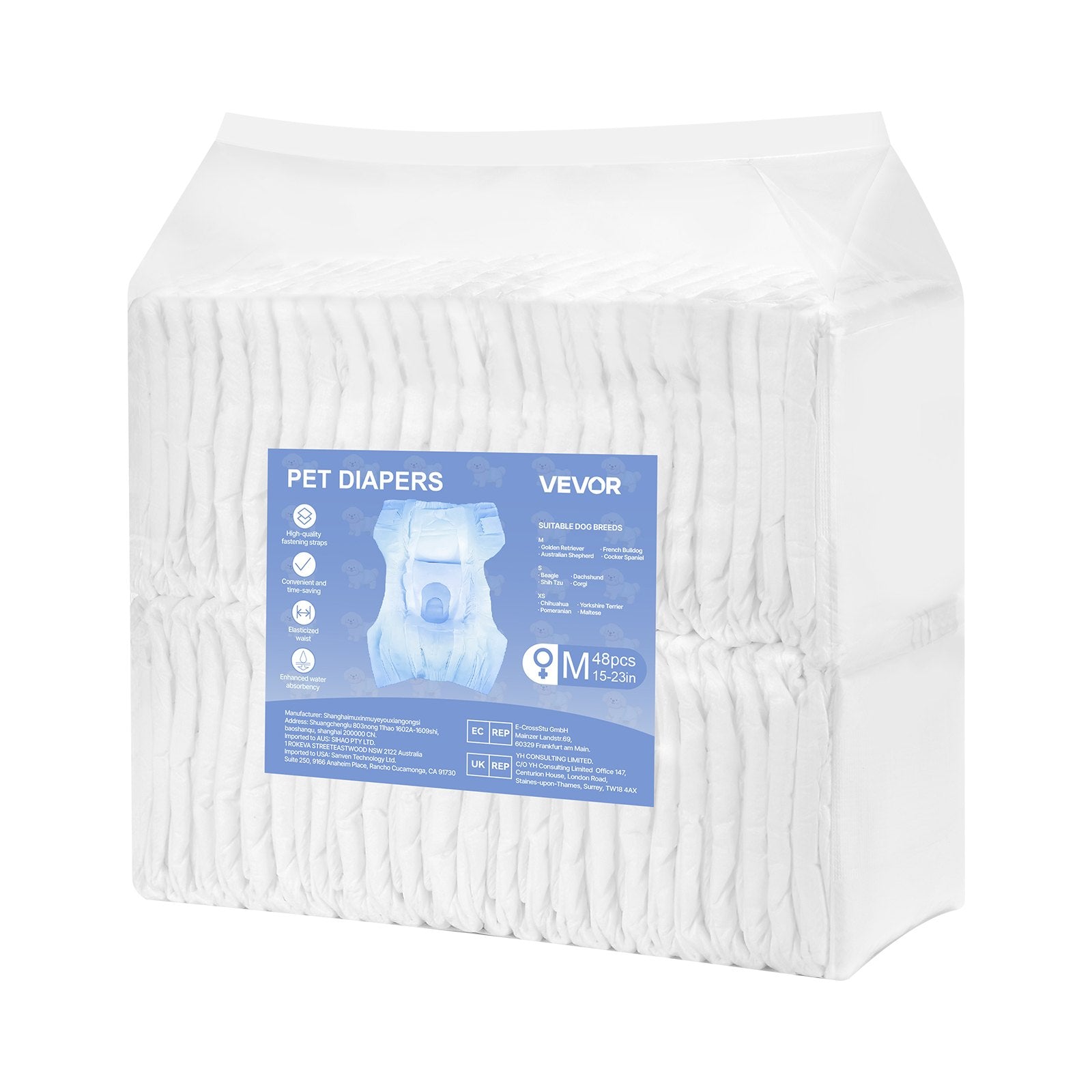Disposable Dog Diapers Female 360° Leak-Proof Wetness Indicator M 96 Count
