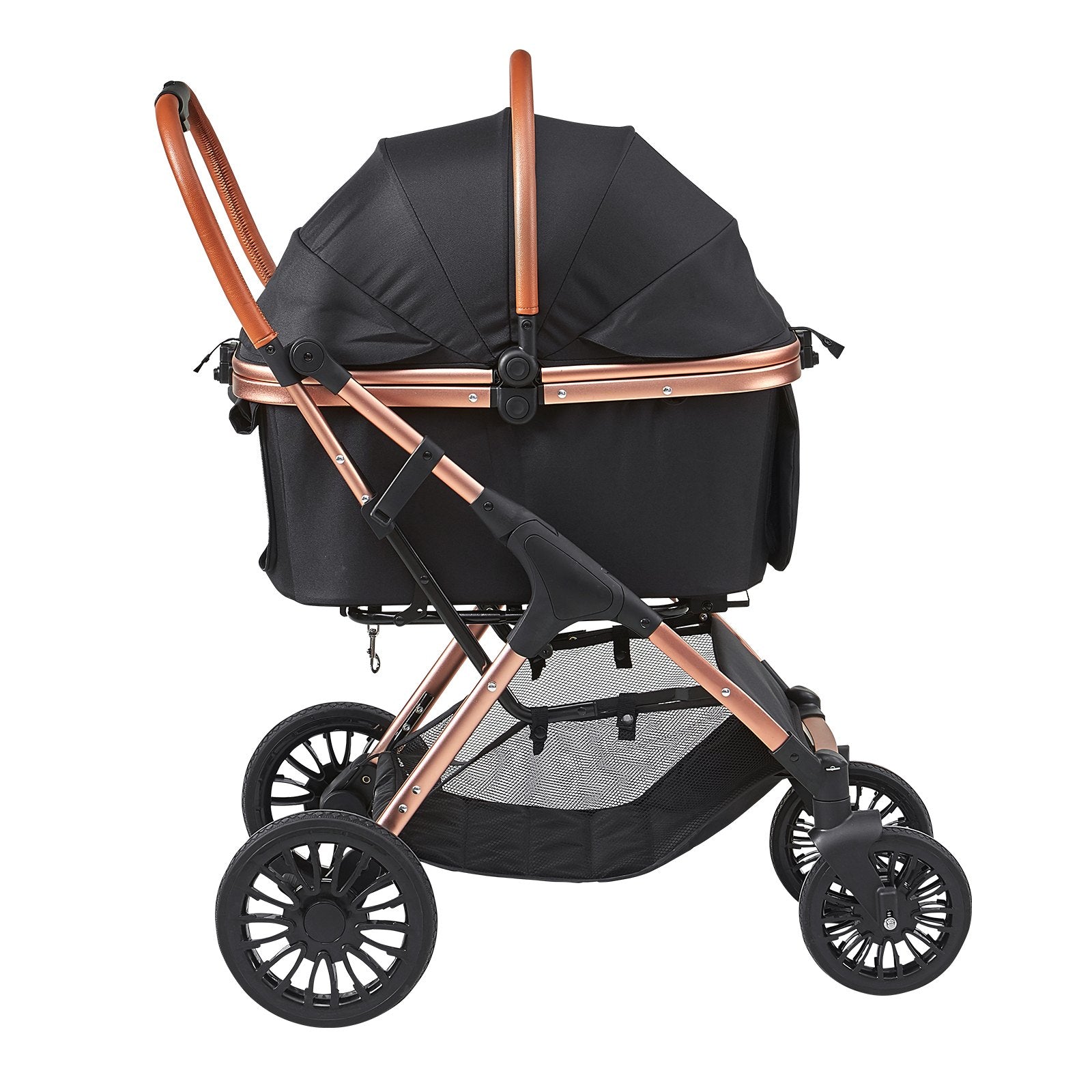 Pet Stroller 4 Wheels Dog with Brakes 66lbs Detachable Carrier Storage Basket