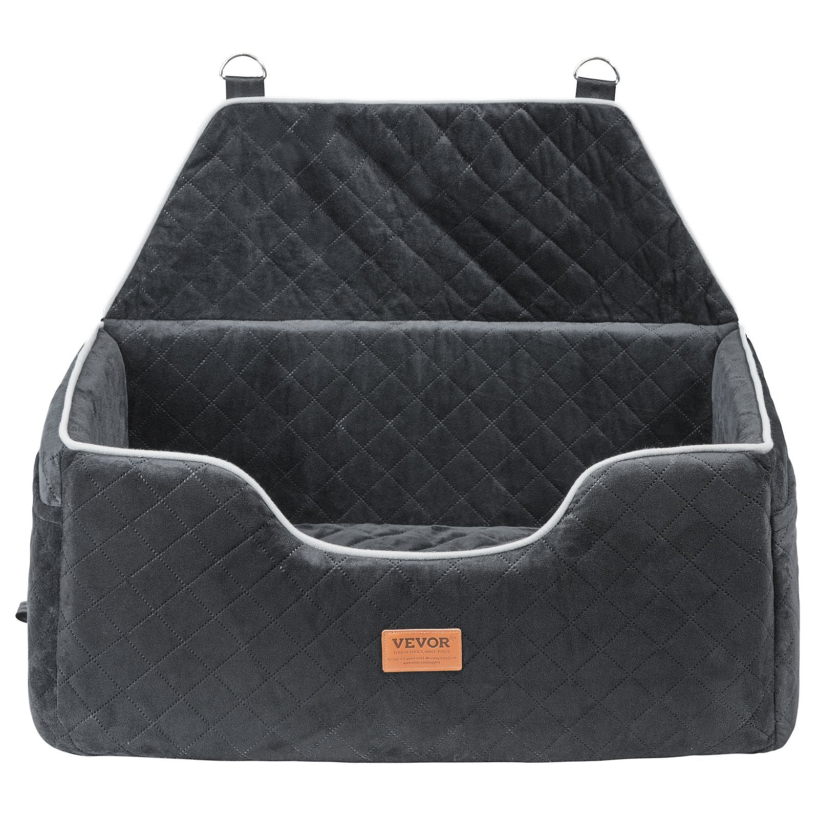 Dog Car Seat with Storage Pocket, Safety Leash, for Medium & Large Dogs, Black