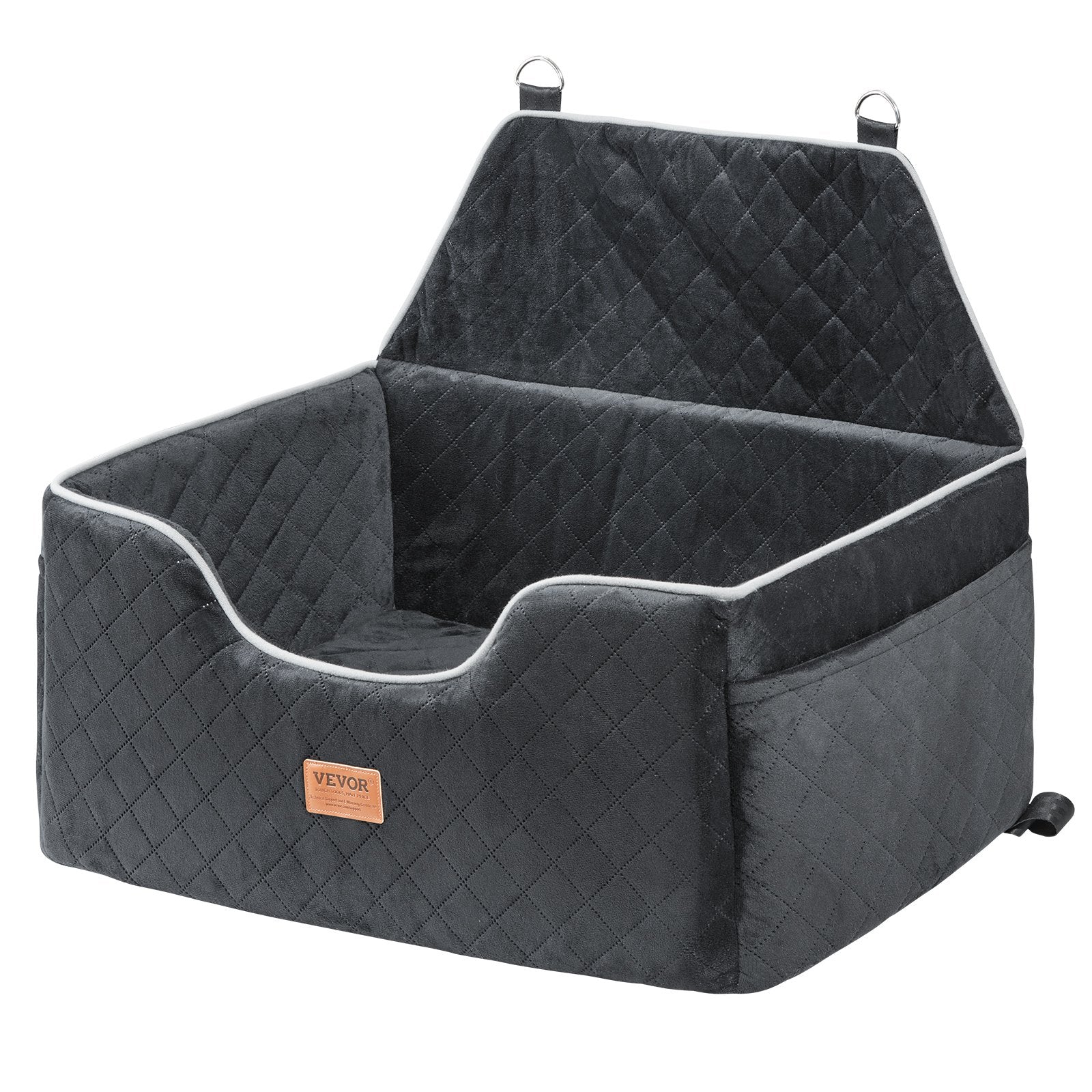 Dog Car Seat with Storage Pocket, Safety Leash, for Medium & Large Dogs, Black