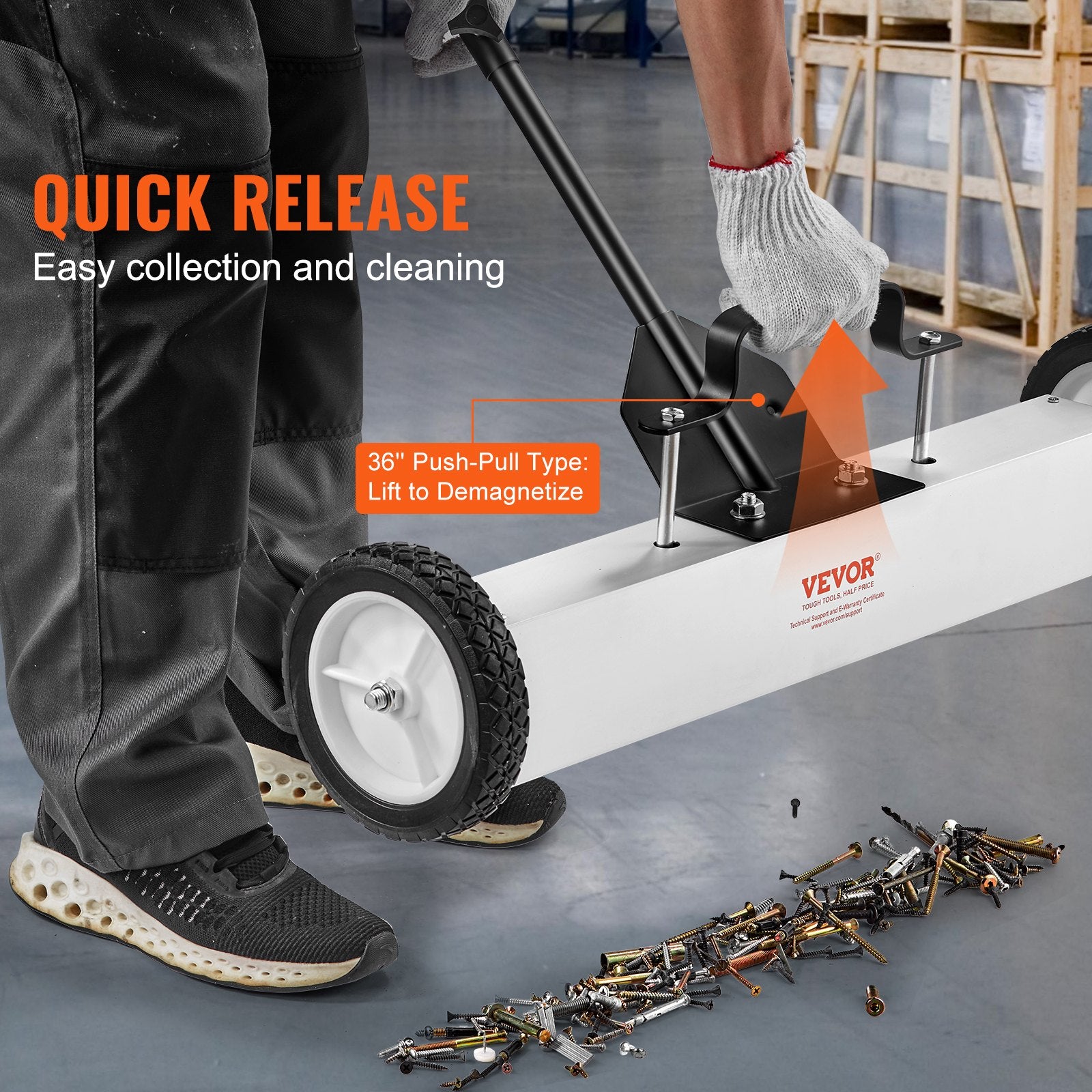 24-Inch Magnetic Sweeper with Wheels 50 lbs Capacity Telescoping Pickup Tool