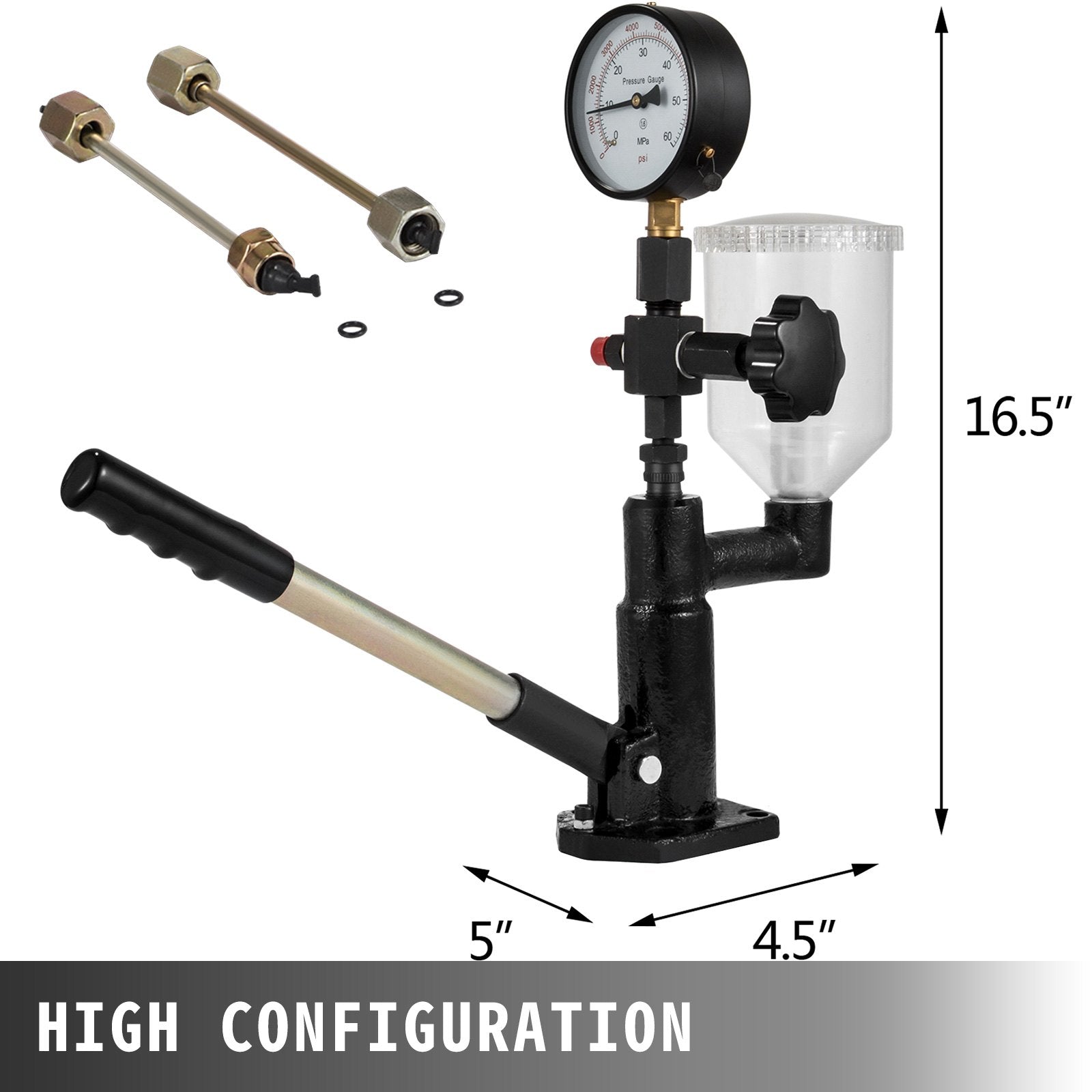 Diesel Injector Nozzle Pressure Tester Dual Scale 0-600Bar 0-8000PSI