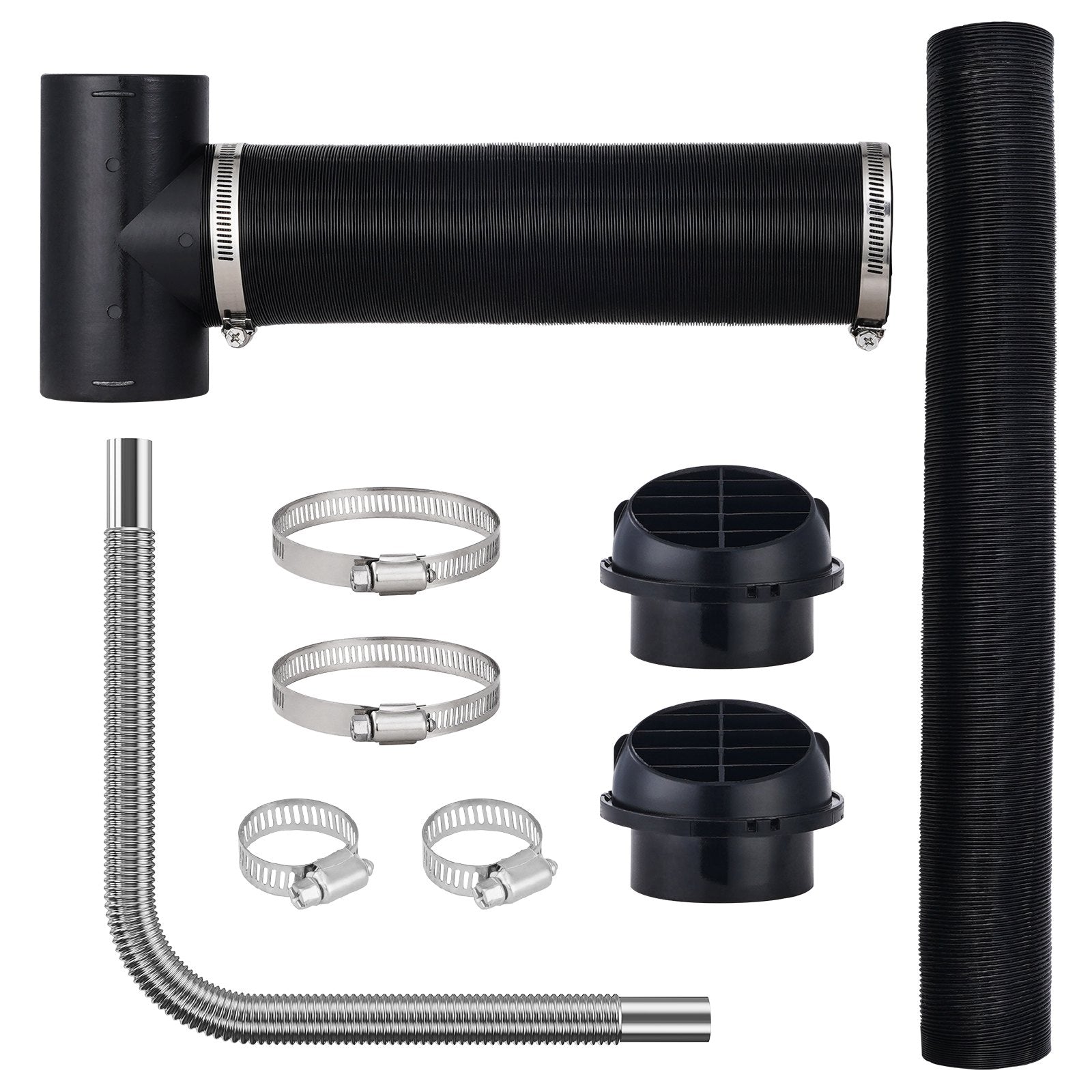 Diesel Heater Pipe Ducting Set 3" Hose 1" Exhaust Pipe Vents Connector Clamps
