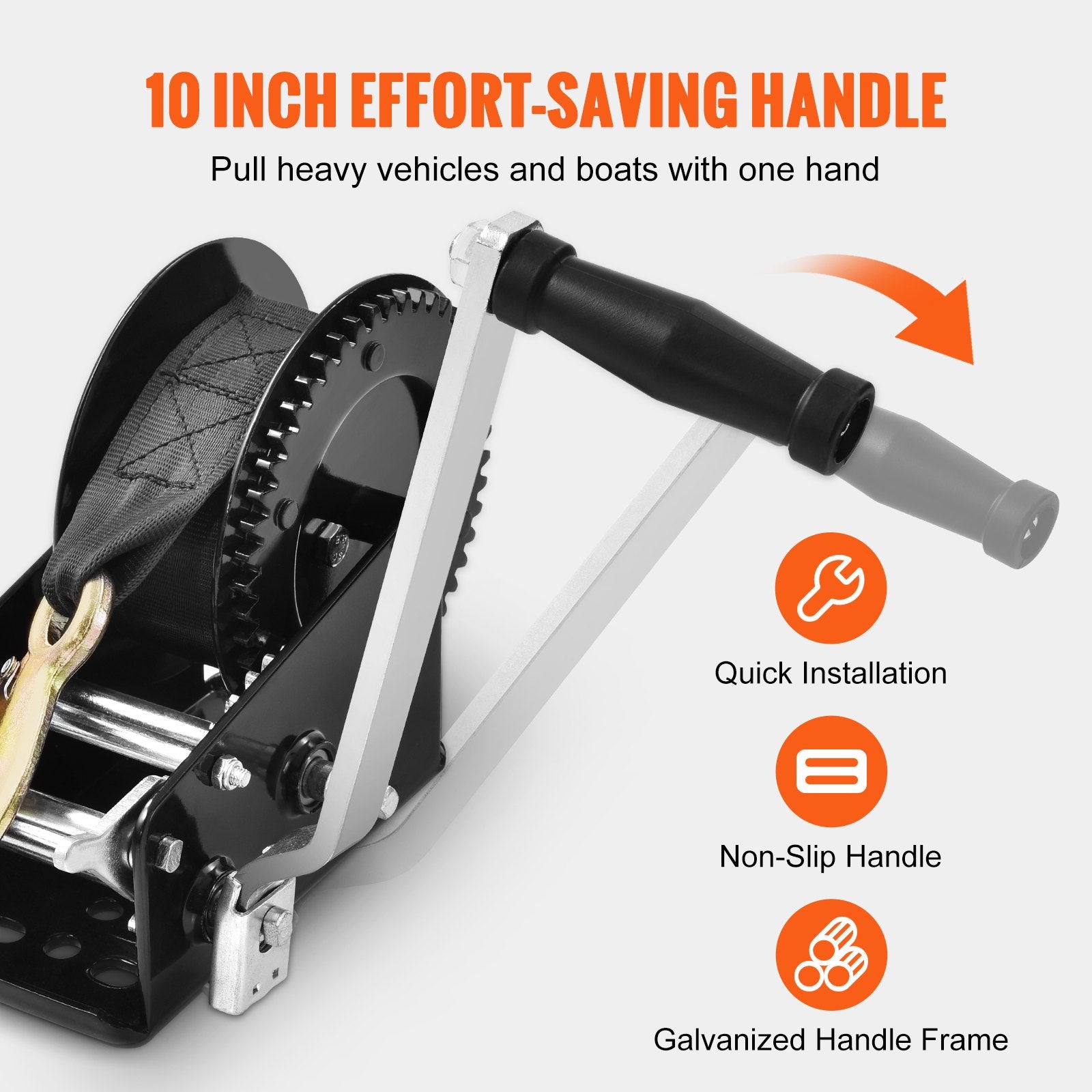 Hand Winch 1587.5kg Boat Trailer Heavy Duty Rope Crank with 10m Strap