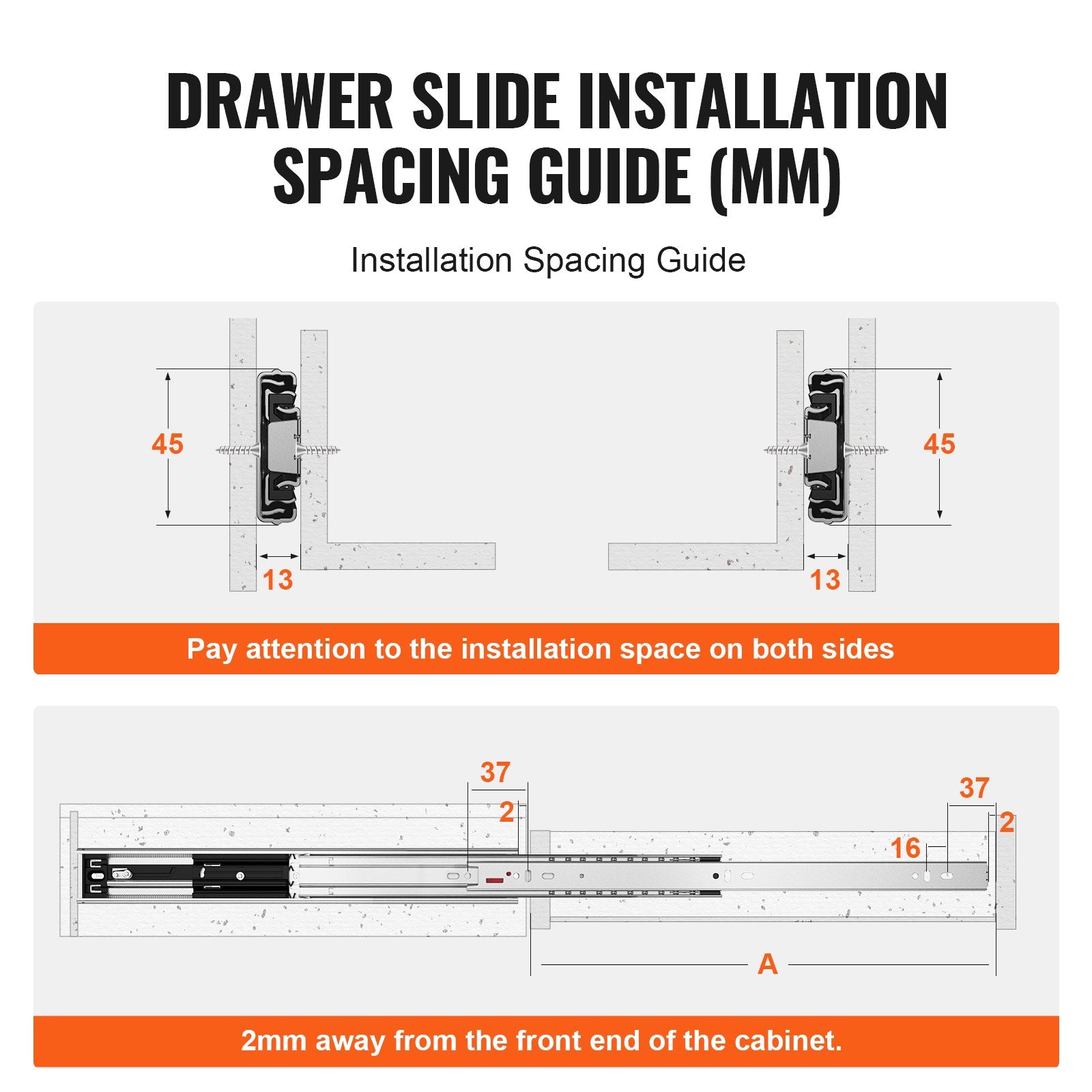 6 Pairs 457.2mm Drawer Slides, Heavy Duty Full Extension Steel Soft-Close Rails