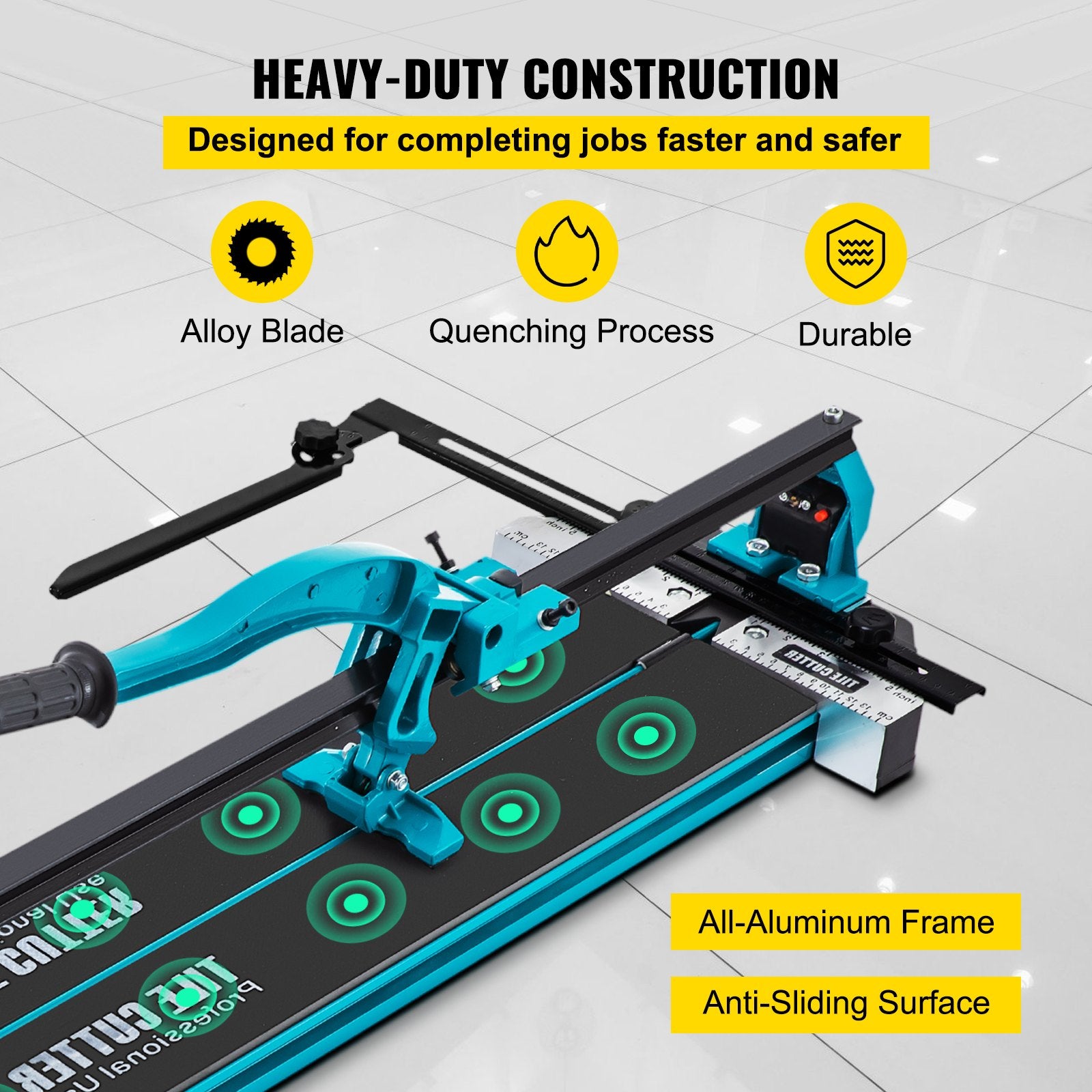 Tile Cutter 24in Cutting Tool w/ Laser Guide Single Rail Double Brackets