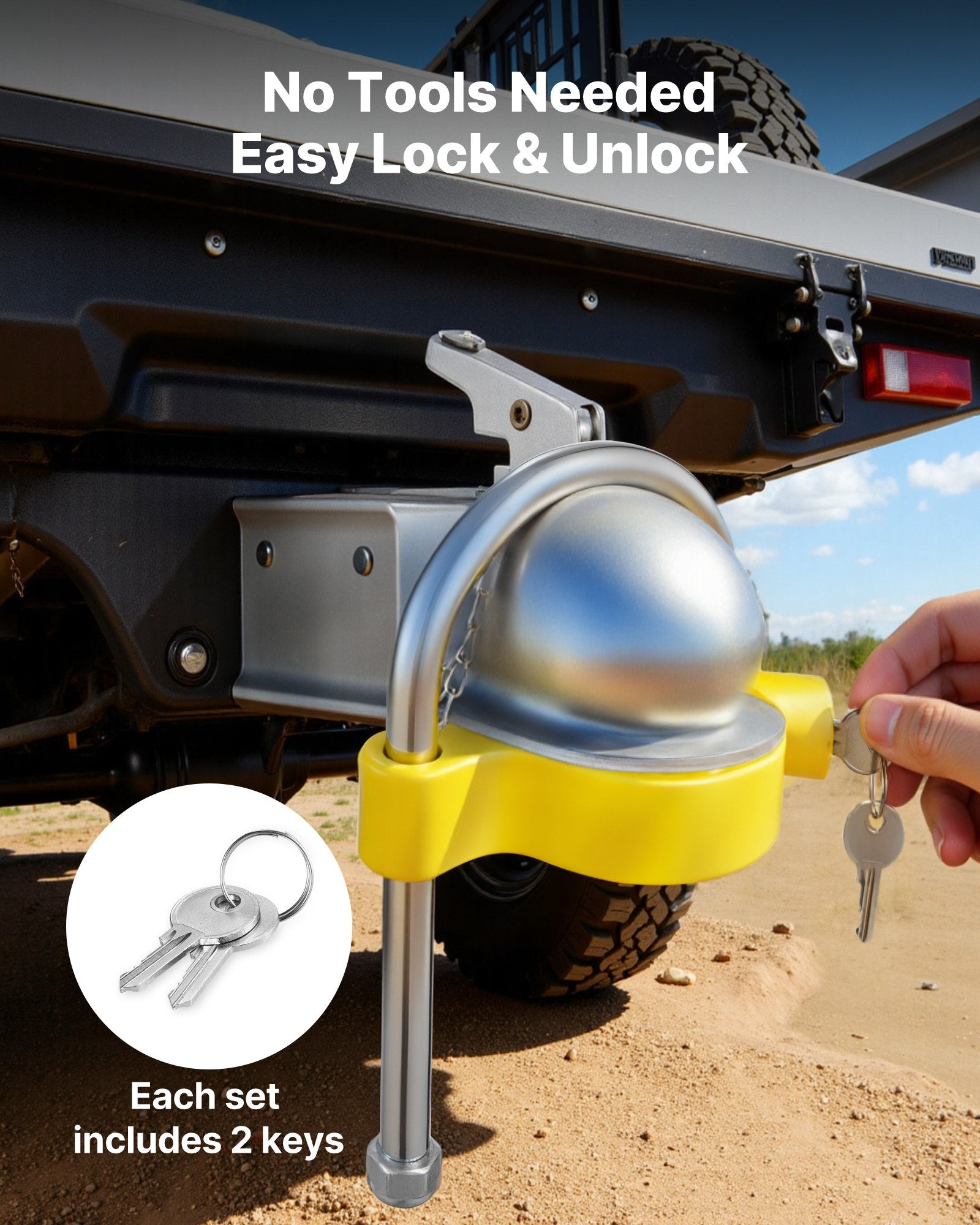 Trailer Hitch Lock Kit for 46-58.7mm Couplers, Heavy-Duty Anti-Theft with Keys