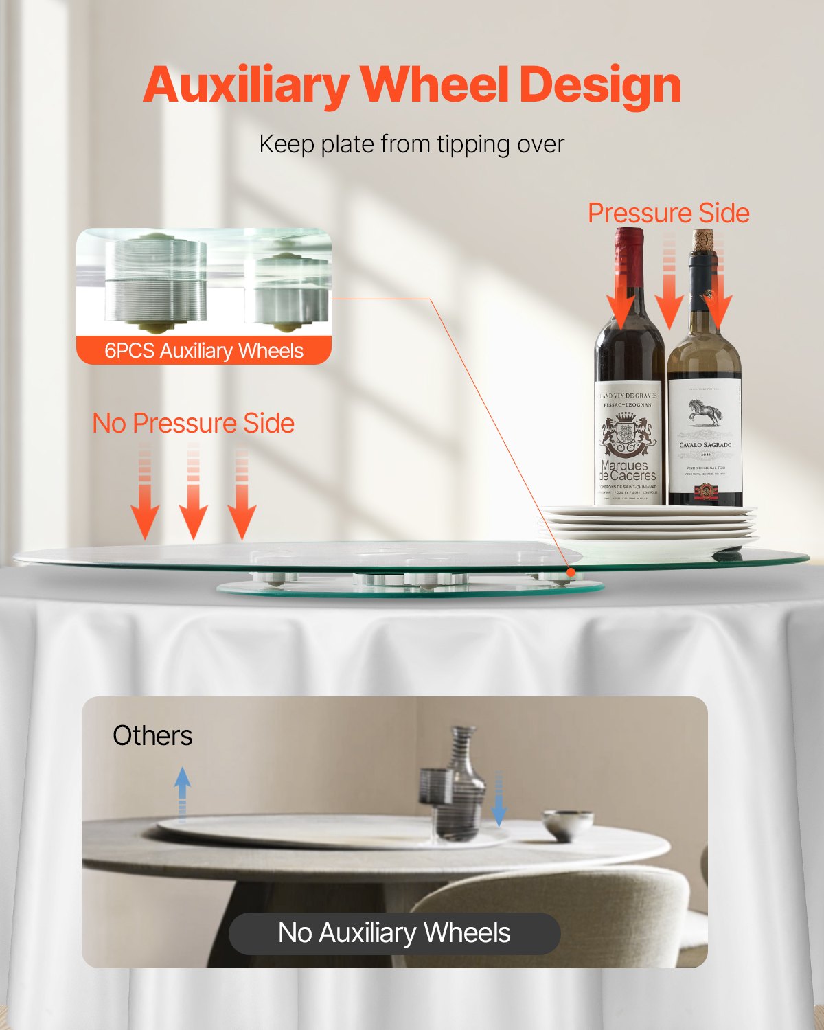 76.8cm Glass Lazy Susan Turntable 360° Rotating Tempered Table Tray