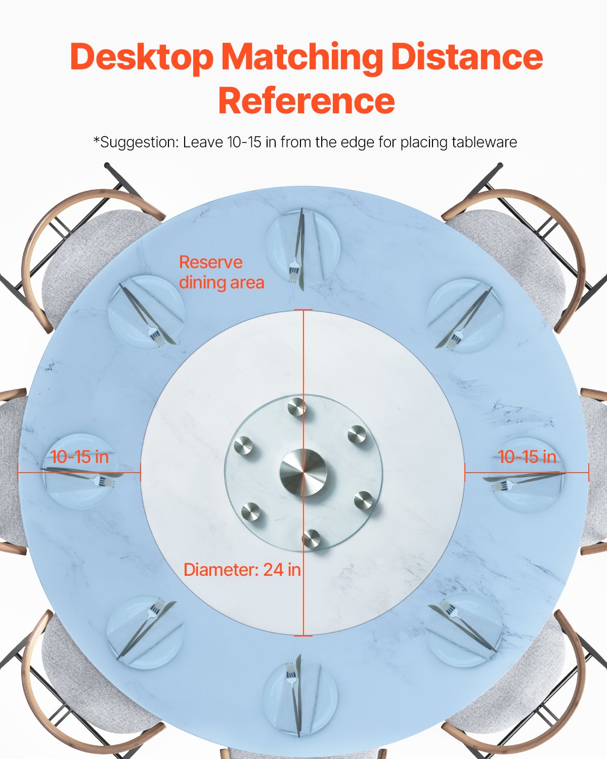 76.8cm Glass Lazy Susan Turntable 360° Rotating Tempered Table Tray