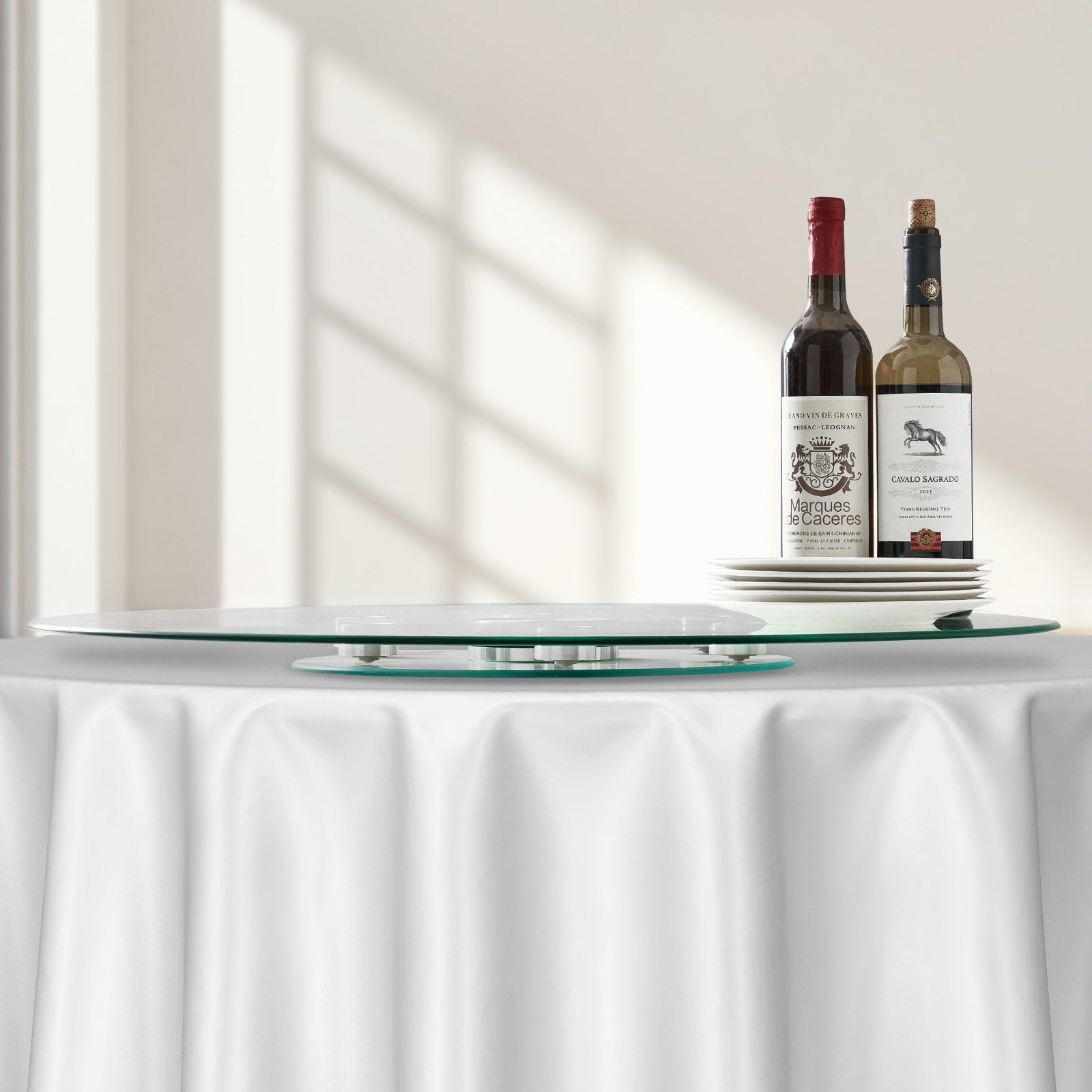 76.8cm Glass Lazy Susan Turntable 360° Rotating Tempered Table Tray