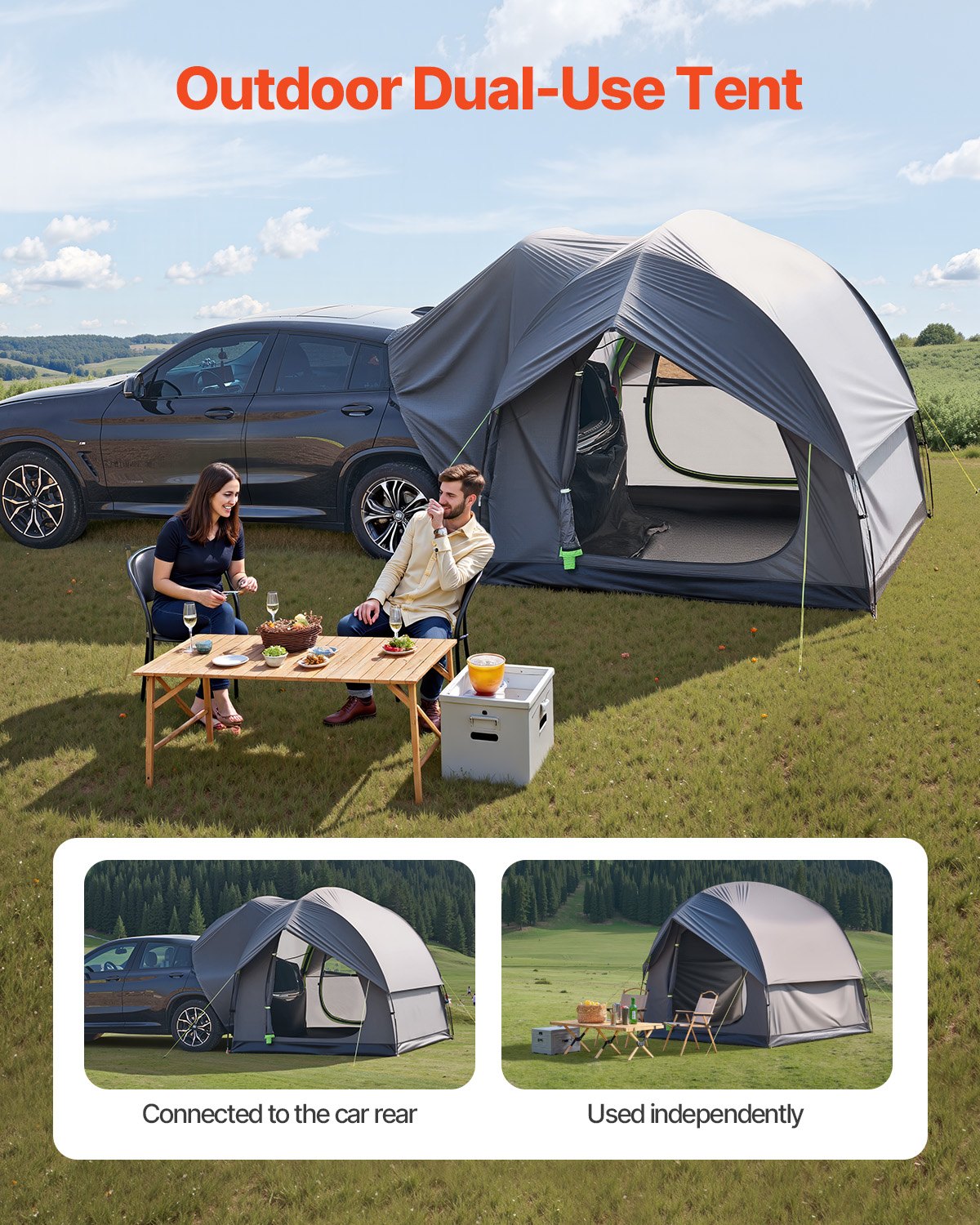 SUV Camping Tent 8FT x 8FT Waterproof PU2000mm Double Layer for 5-8 Person