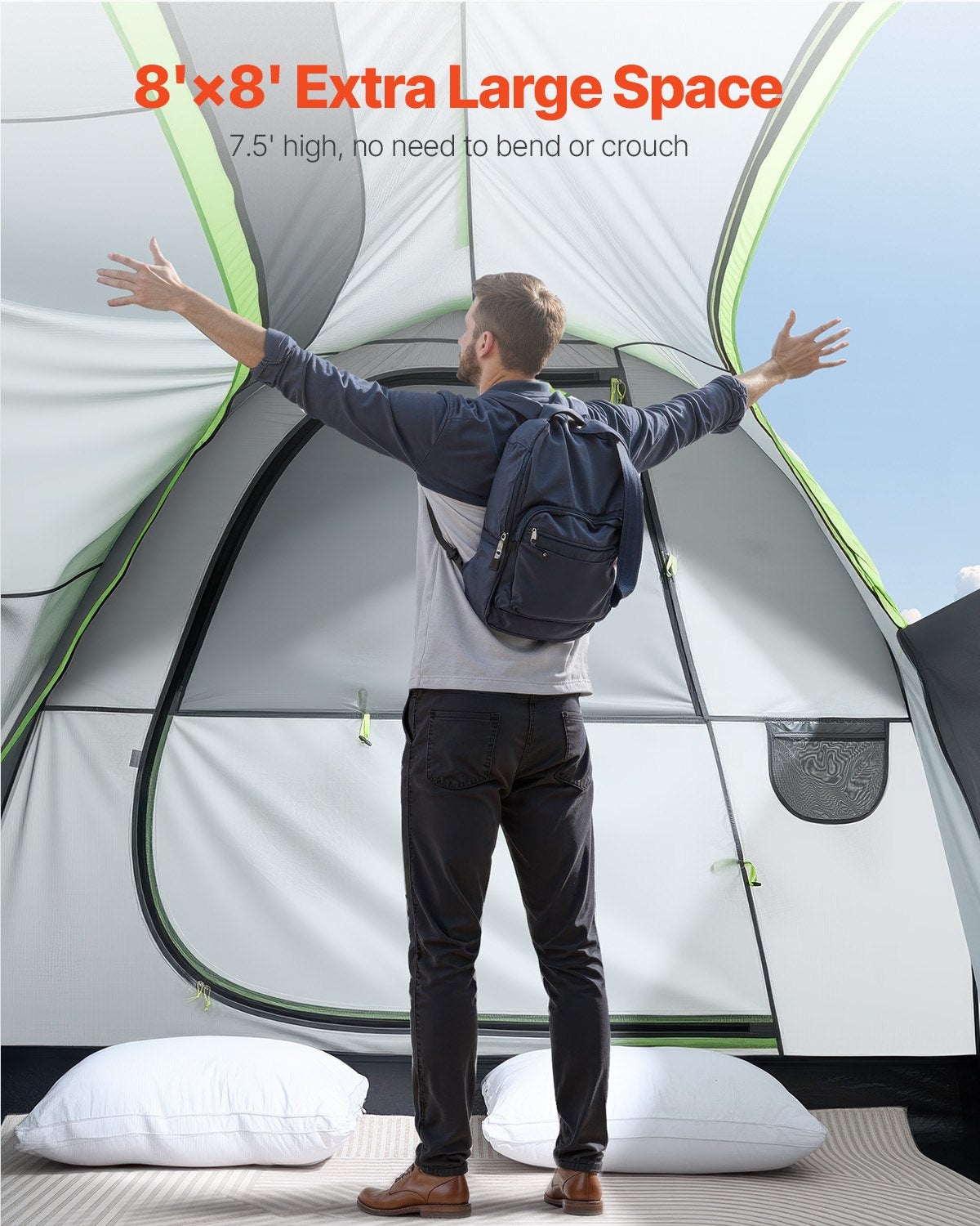 SUV Camping Tent 8FT x 8FT Waterproof PU2000mm Double Layer for 5-8 Person