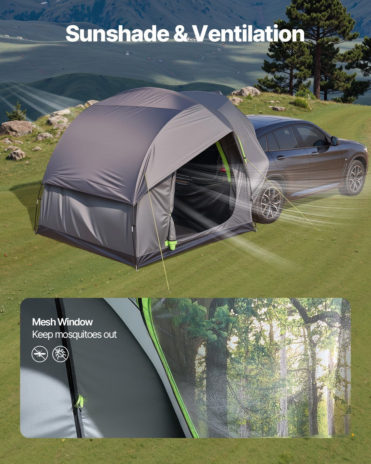 SUV Camping Tent 8FT x 8FT Waterproof PU2000mm Double Layer for 5-8 Person