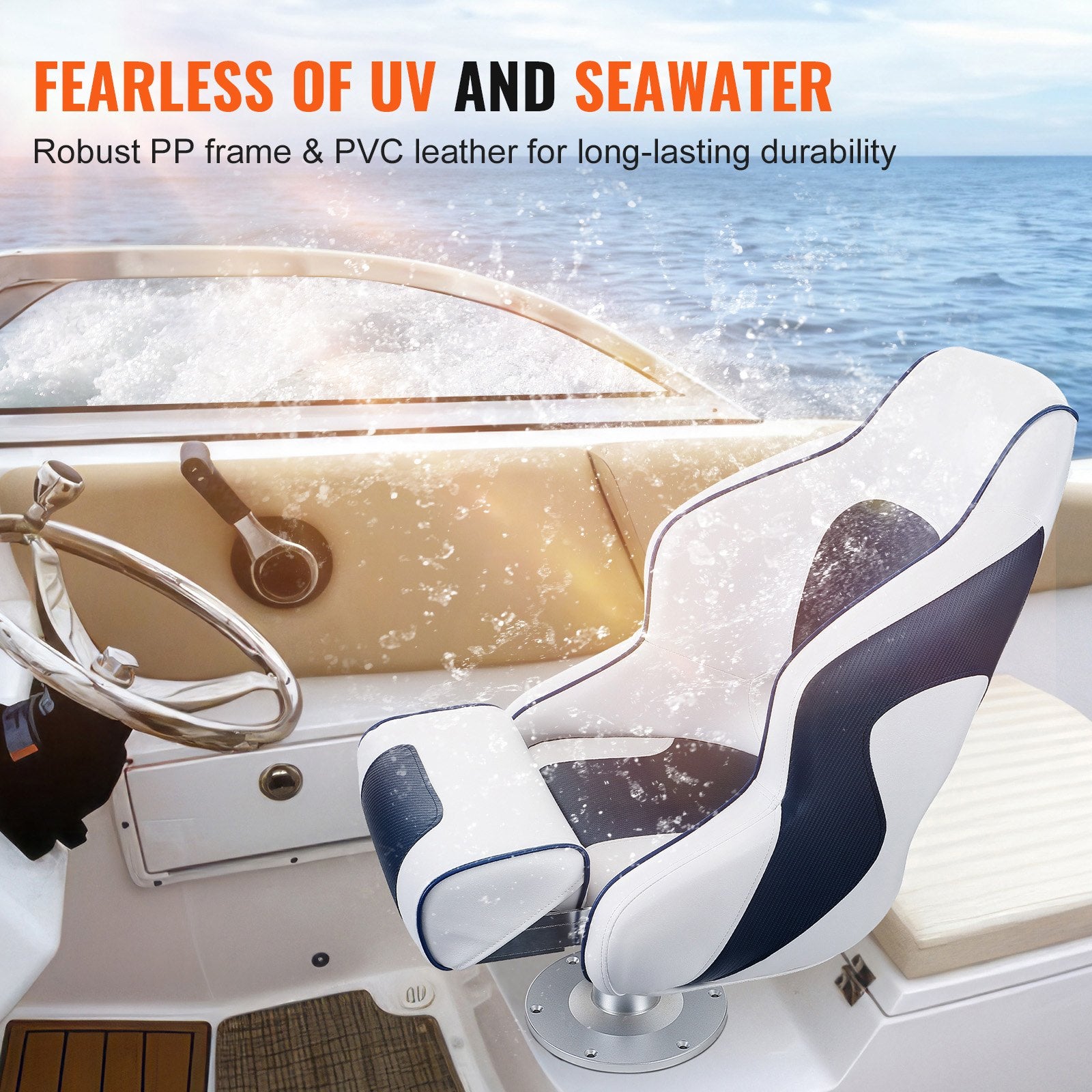 Captain Bucket Boat Seat Flip-Up Bolster with Thickened Sponge Padding
