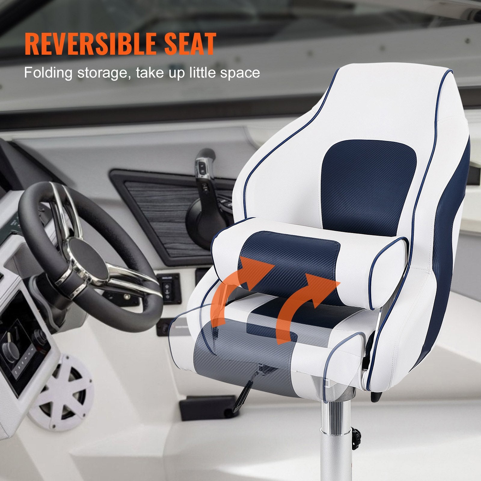 Captain Bucket Boat Seat Flip-Up Bolster with Thickened Sponge Padding