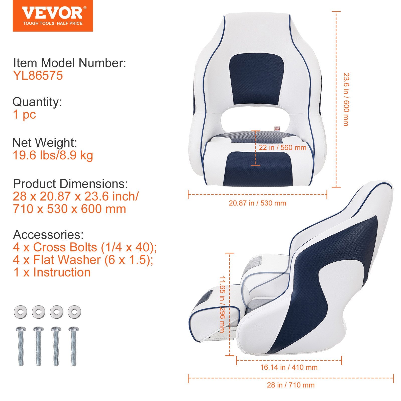 Captain Bucket Boat Seat Flip-Up Bolster with Thickened Sponge Padding