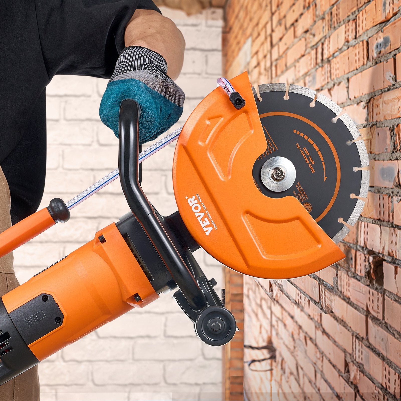 Electric Concrete Saw 9 in 2000W Circular Cutter 3.5 in Depth Wet/Dry
