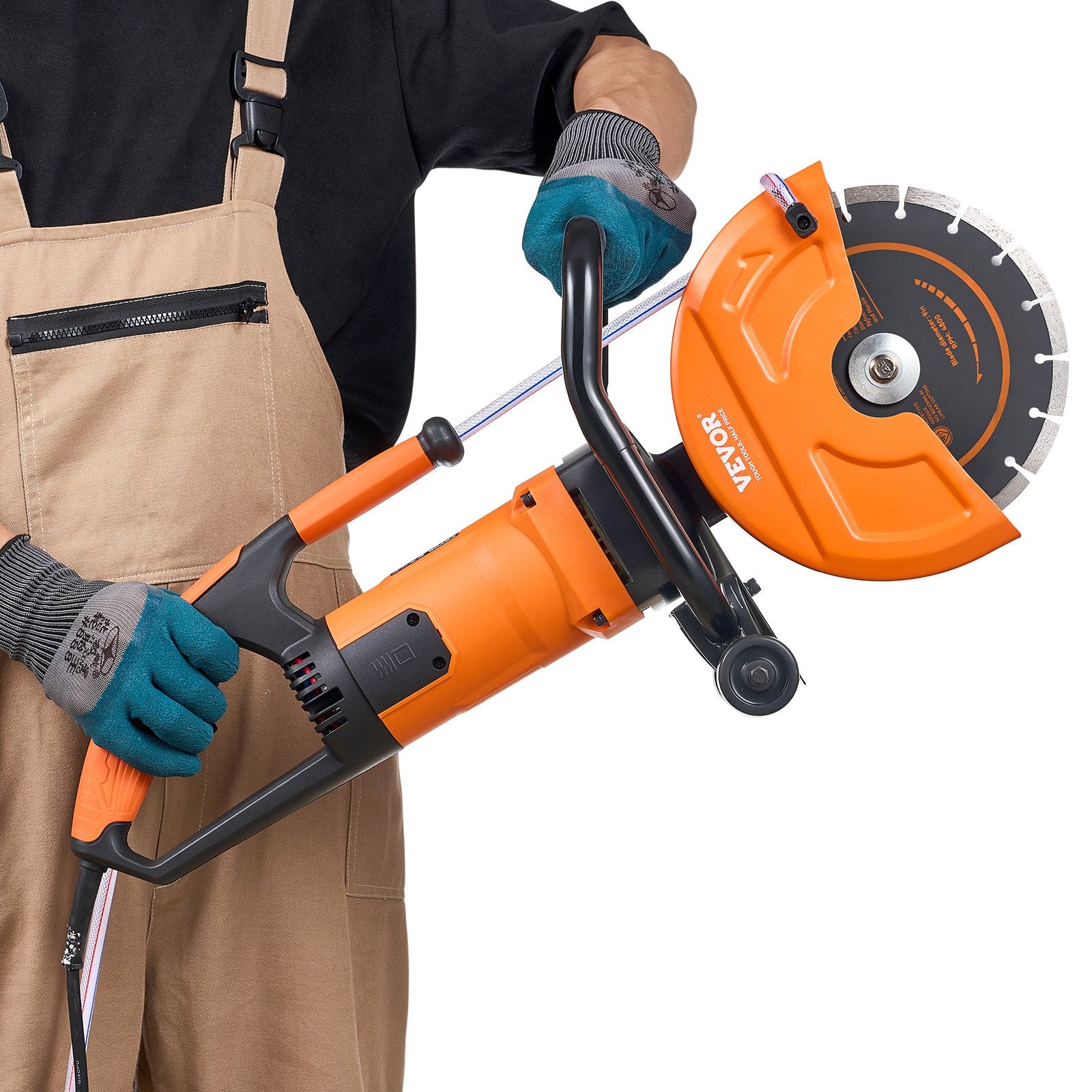Electric Concrete Saw 9 in 2000W Circular Cutter 3.5 in Depth Wet/Dry