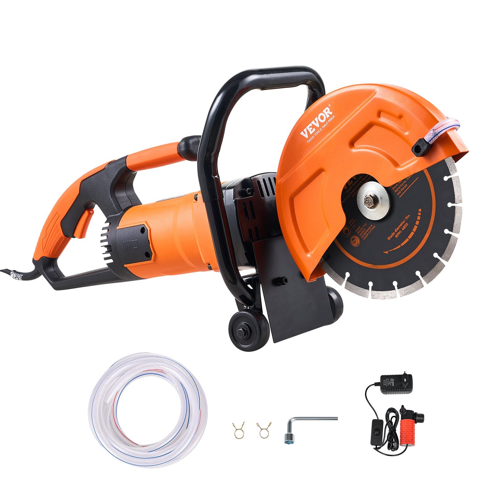 Electric Concrete Saw 9 in 2000W Circular Cutter 3.5 in Depth Wet/Dry