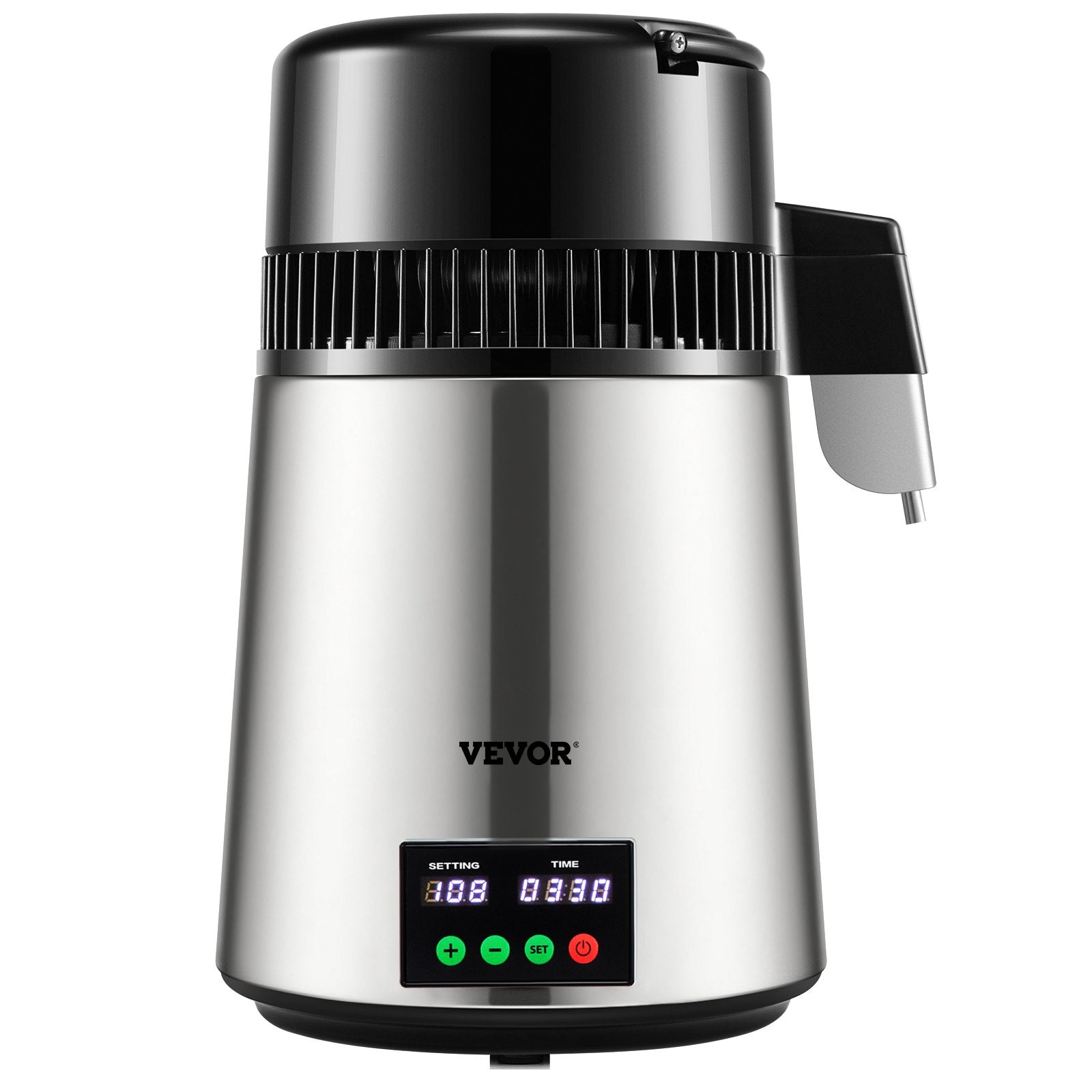 1.1 Gal Water Distiller 304 Stainless 750W Countertop Maker with Glass Carafe