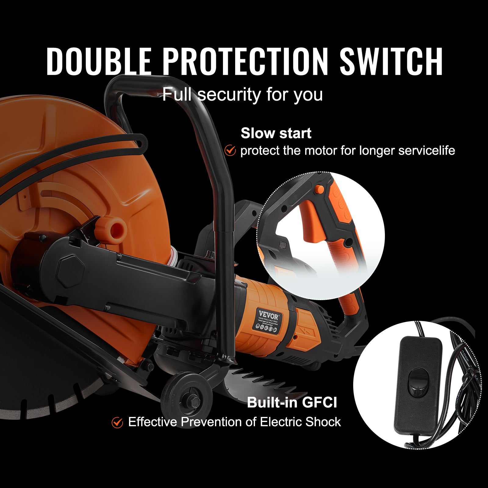 Electric Concrete Saw 16 in 2800W 15A Circular Cutter 6 in Depth Wet Saw