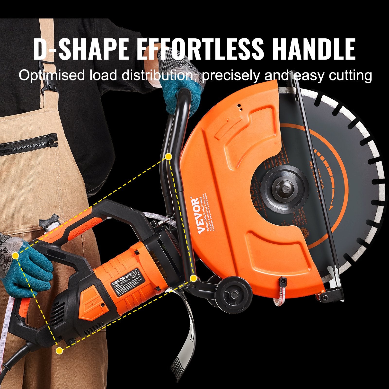 Electric Concrete Saw 16 in 2800W 15A Circular Cutter 6 in Depth Wet Saw