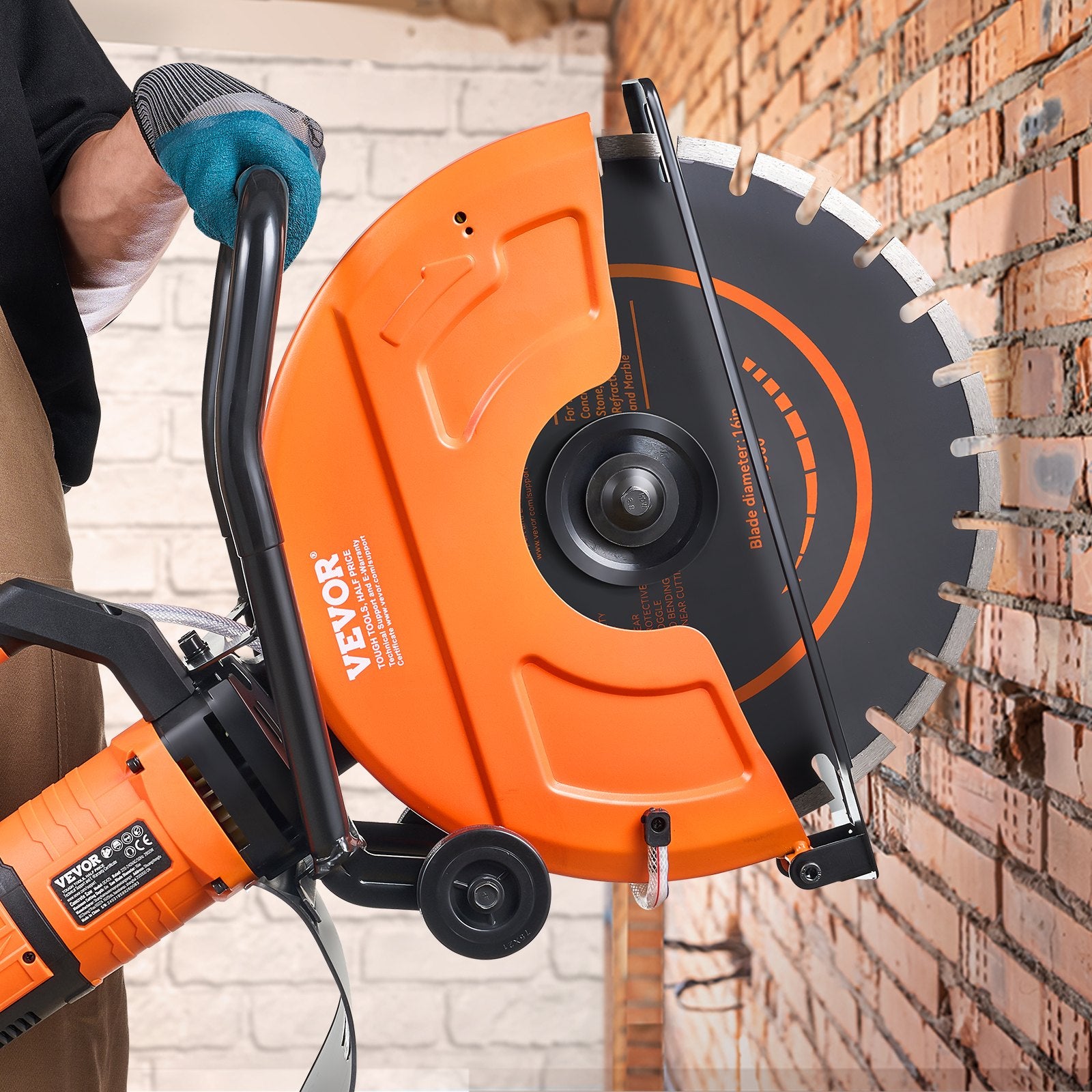 Electric Concrete Saw 16 in 2800W 15A Circular Cutter 6 in Depth Wet Saw